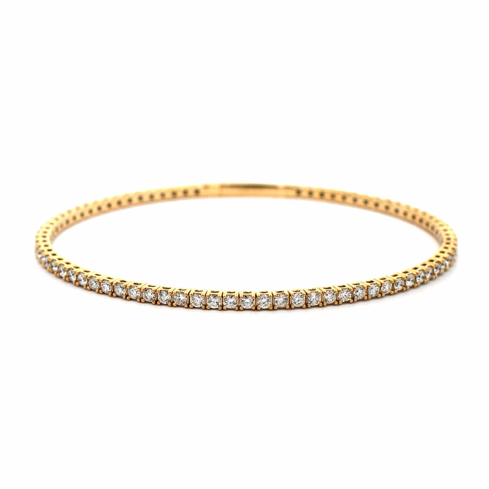 14K Yellow Gold Prongset Diamond Flex Bracelet - Image 4