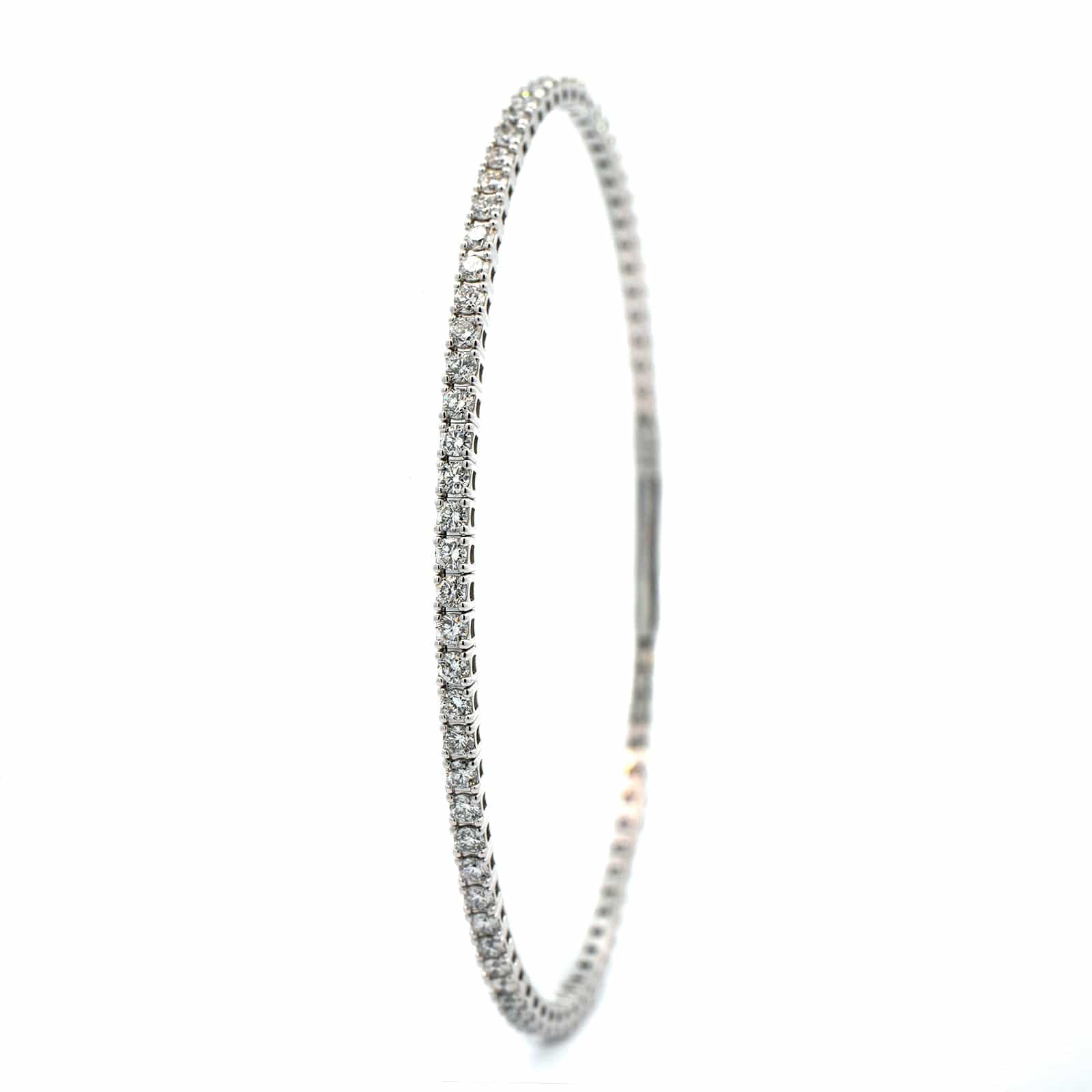 14K White Gold Prongset Diamond Flex Bracelet - Image 2