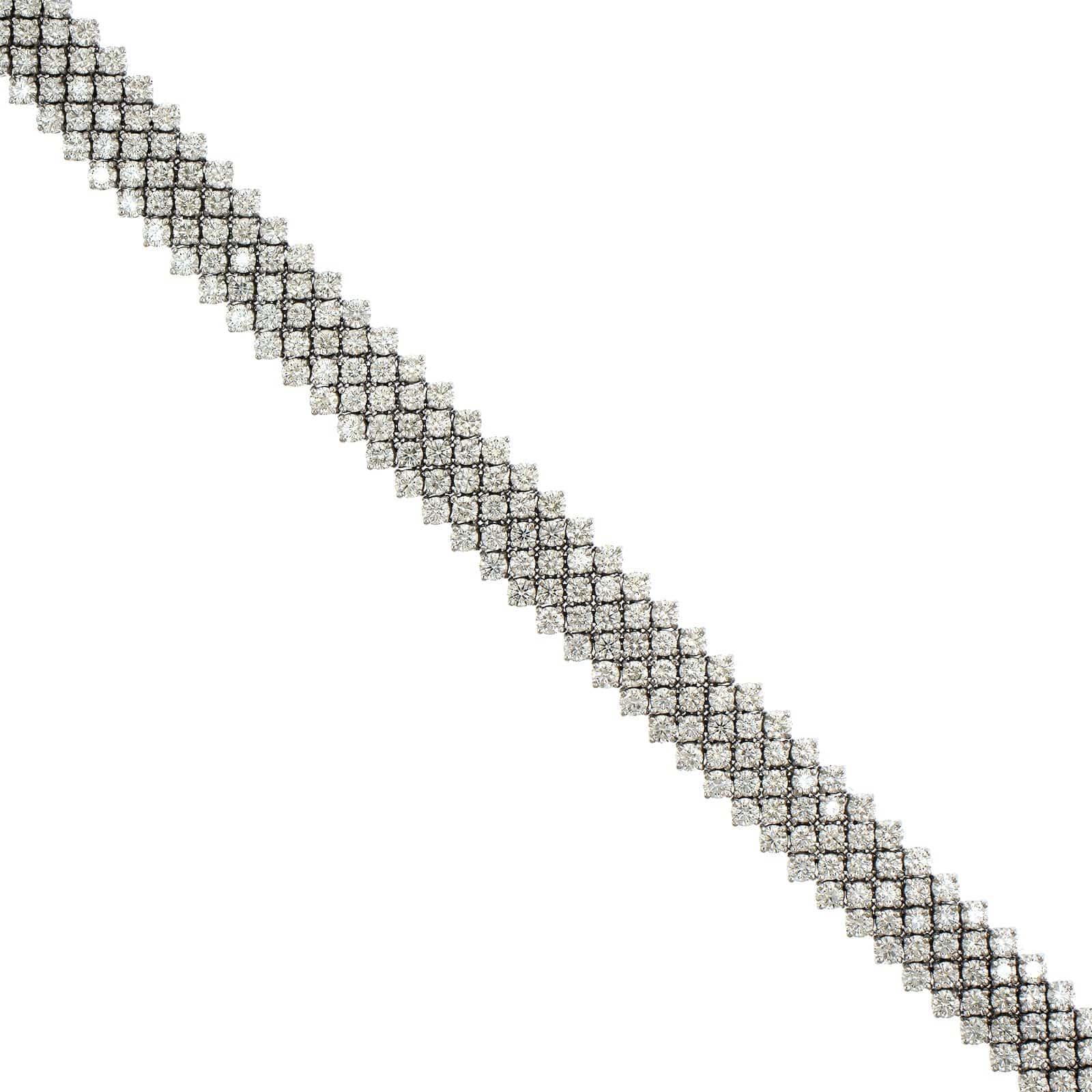 18K White Gold 5 Row Diamond Bracelet - Image 2