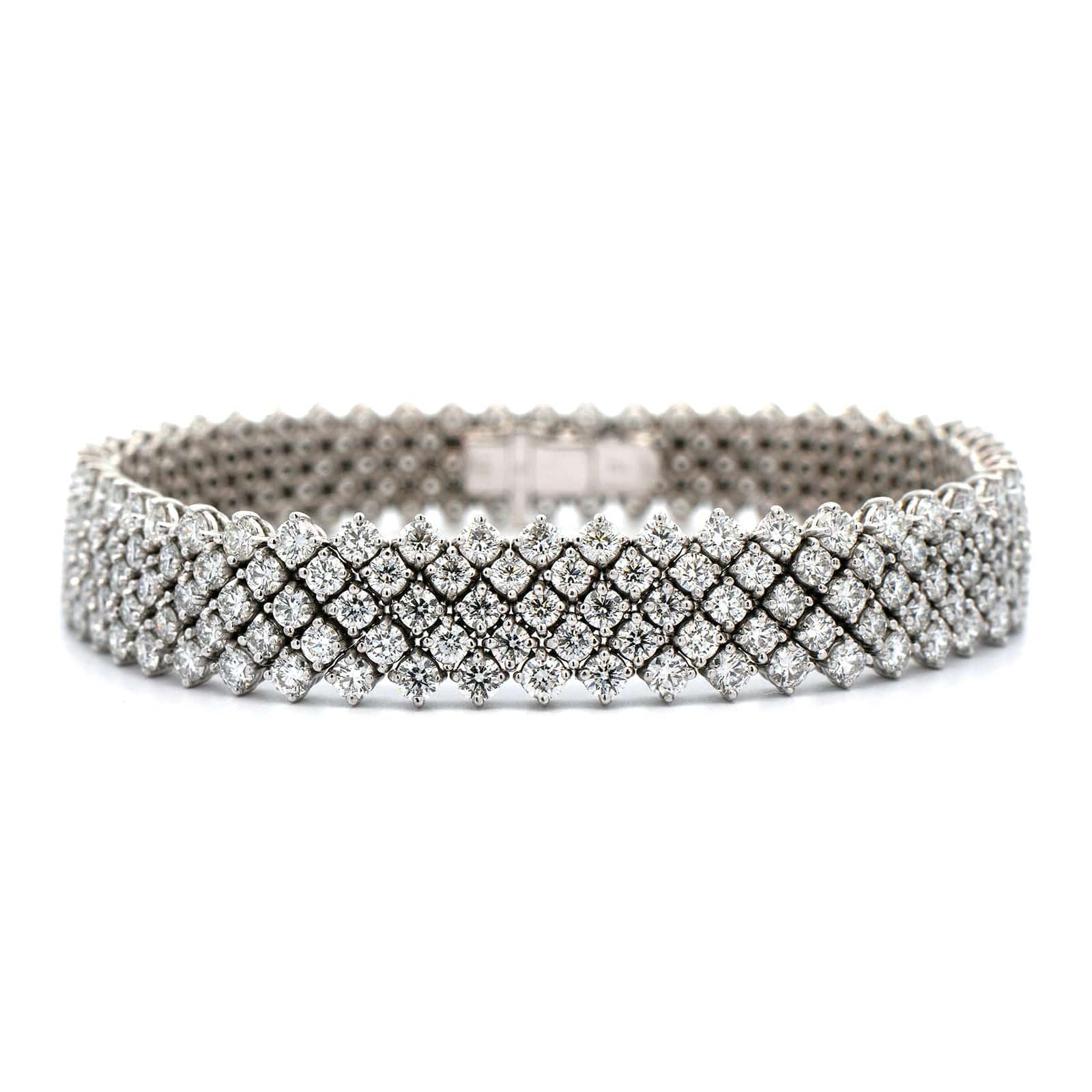 18K White Gold 5 Row Diamond Bracelet - Image 4