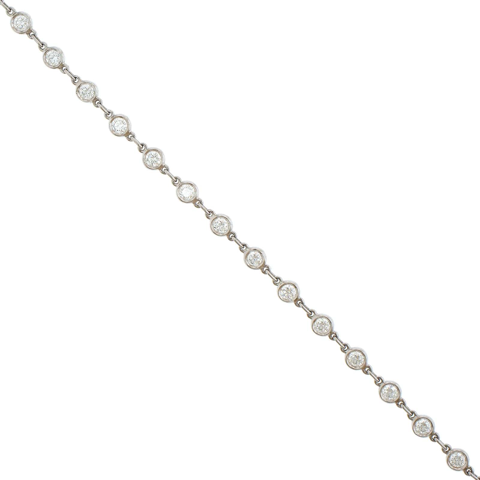 Platinum Bezel Set Round Diamond Bracelet - Image 2