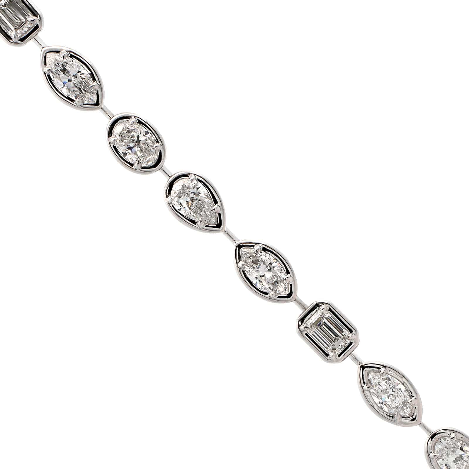 18K White Gold Multi Shaped Diamond Bracelet - Image 2