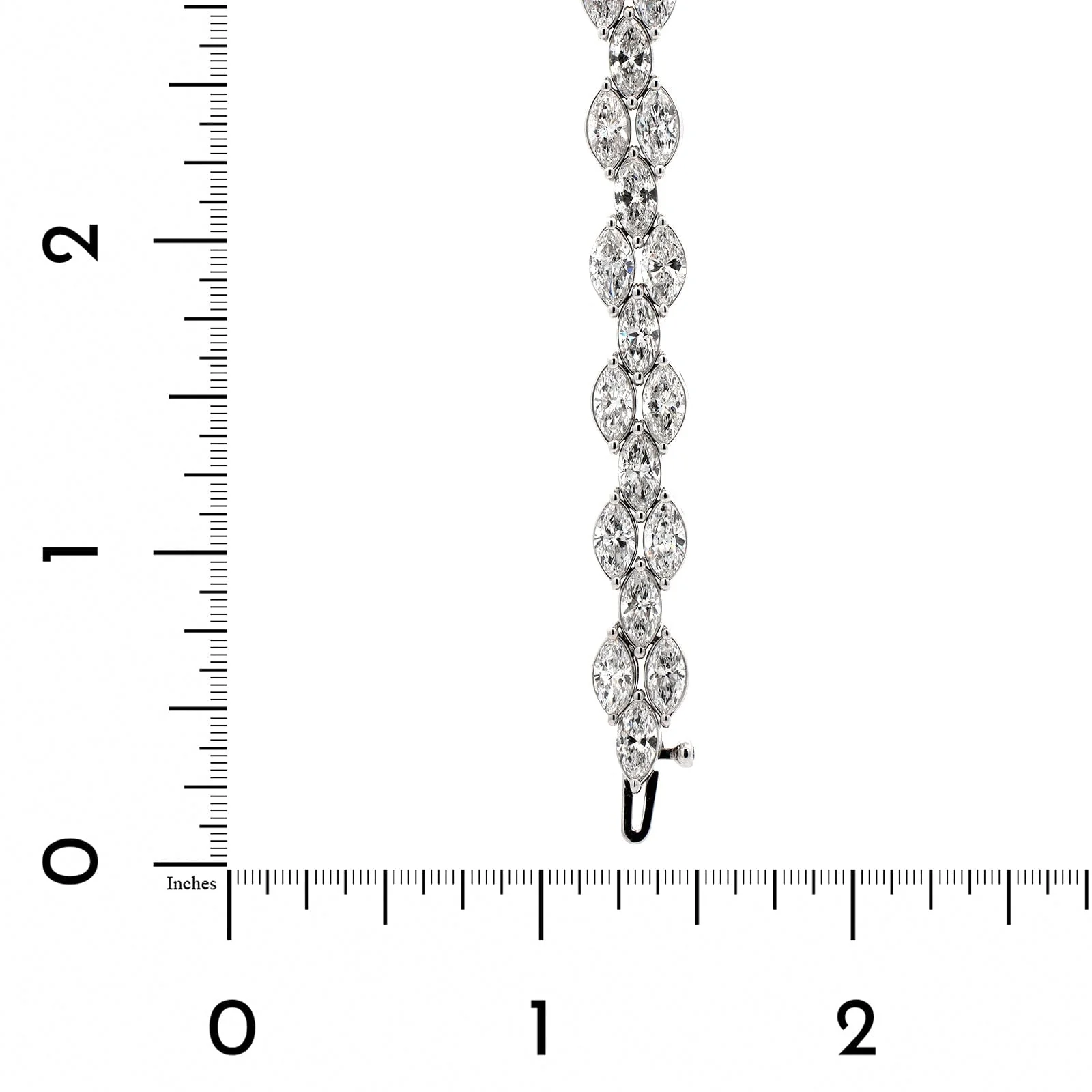 18K White Gold Three Row Marquise Cut Diamond Bracelet - Image 3