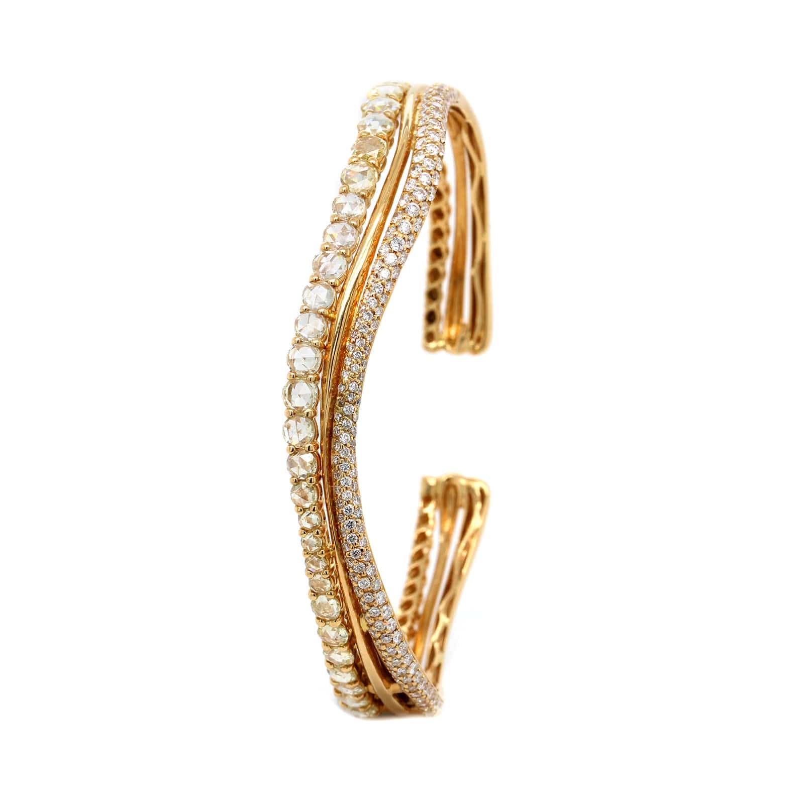 Etho Maria 18K Yellow Gold Diamond Cuff Bracelet - Image 2
