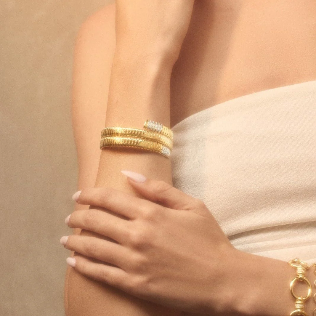 Emily P. Wheeler 18K Yellow Gold Tubogas Diamond Wrap Bracelet - Image 2