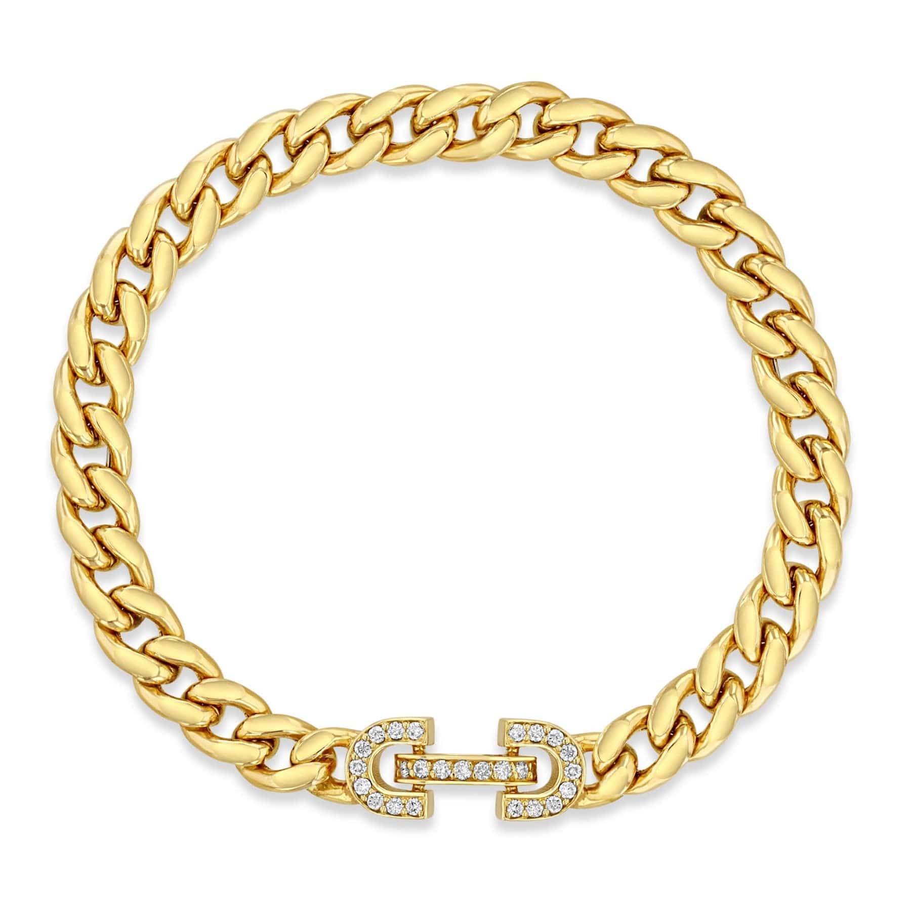 Zoe Chicco 14K Yellow Gold Pave Diamond Curb Chain Bracelet - Image 2