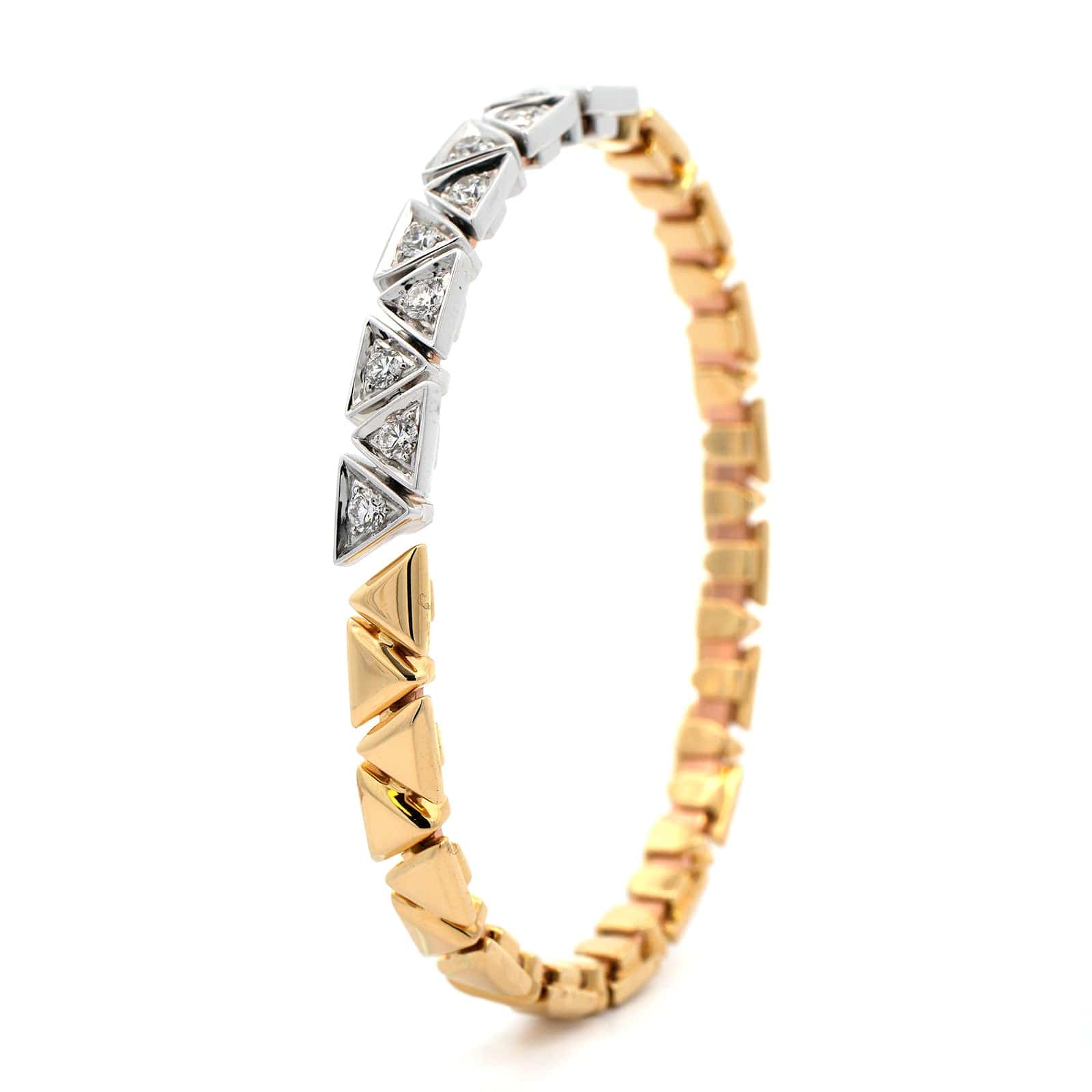 Etho Maria 18K Yellow and White Gold Diamond Triangle Linked Bracelet - Image 2