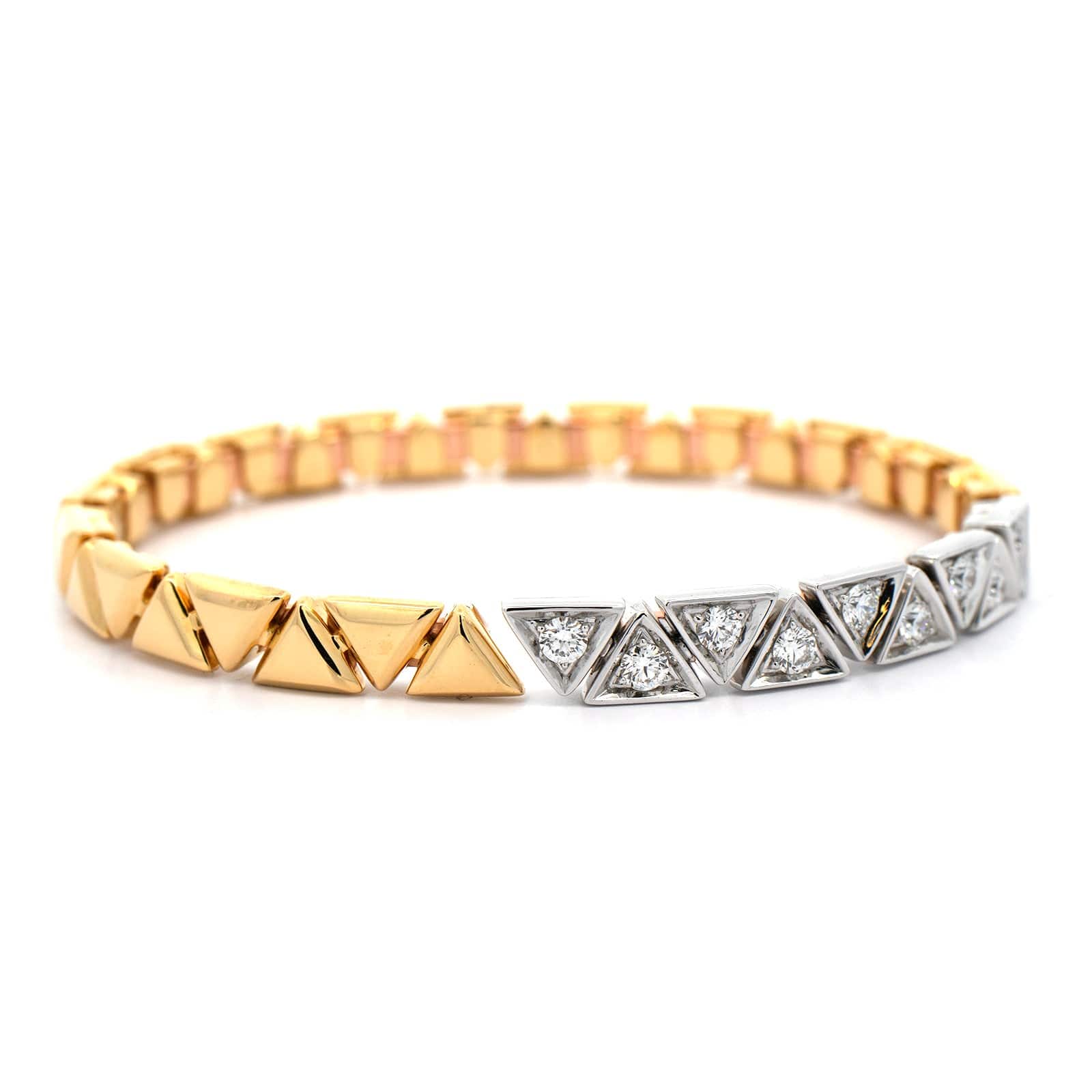 Etho Maria 18K Yellow and White Gold Diamond Triangle Linked Bracelet - Image 4
