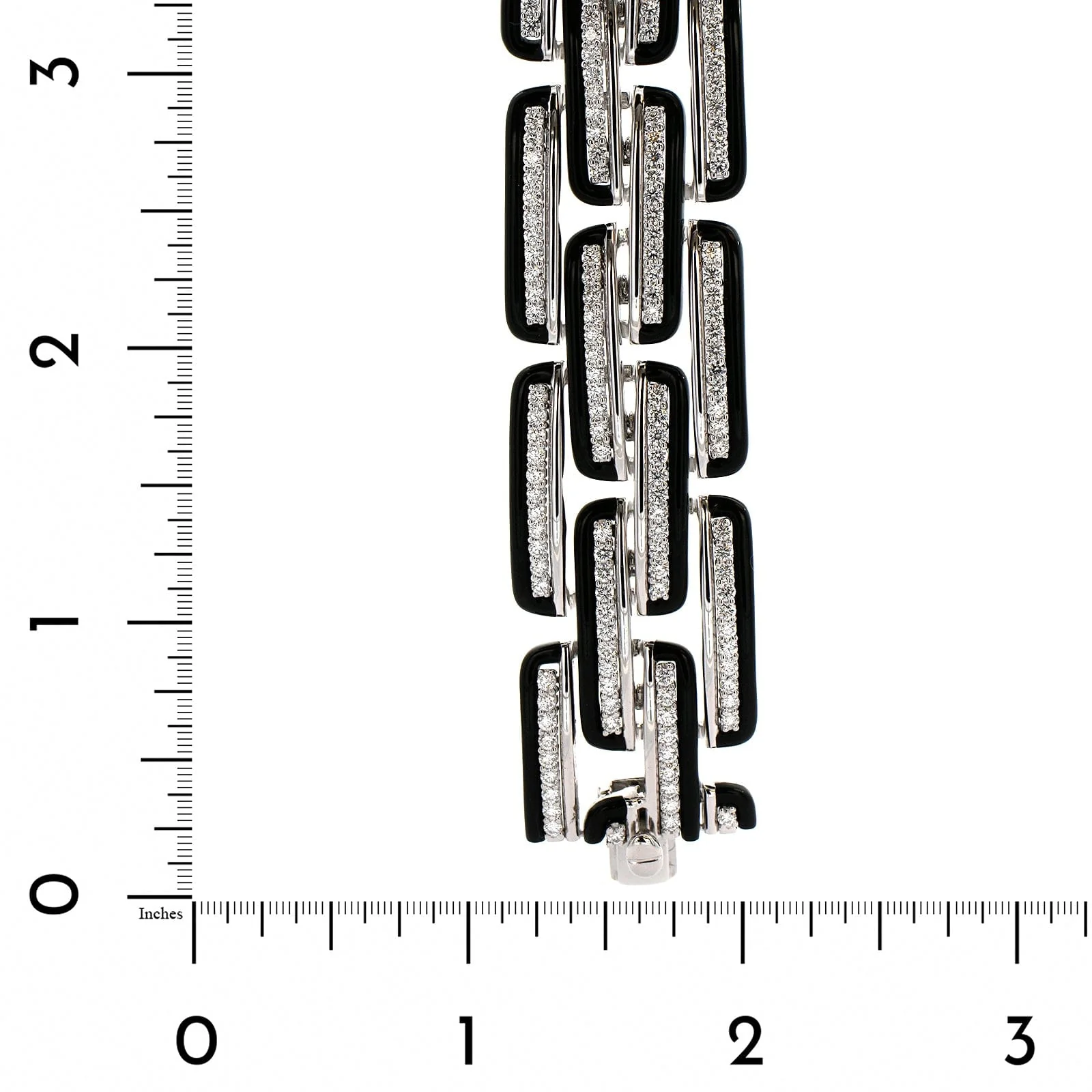 Etho Maria 18K White Gold Pave Diamond and Black Ceramic Link Bracelet - Image 3
