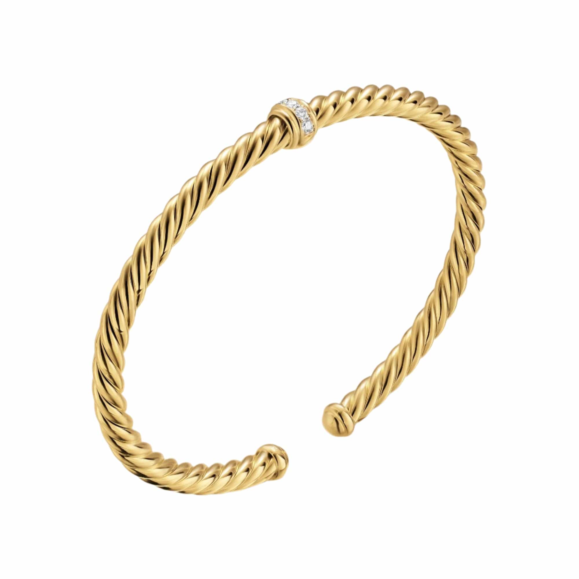 Cablespira® Flex Station Bracelet 18K Yellow Gold with Diamonds, 4mm - Image 2