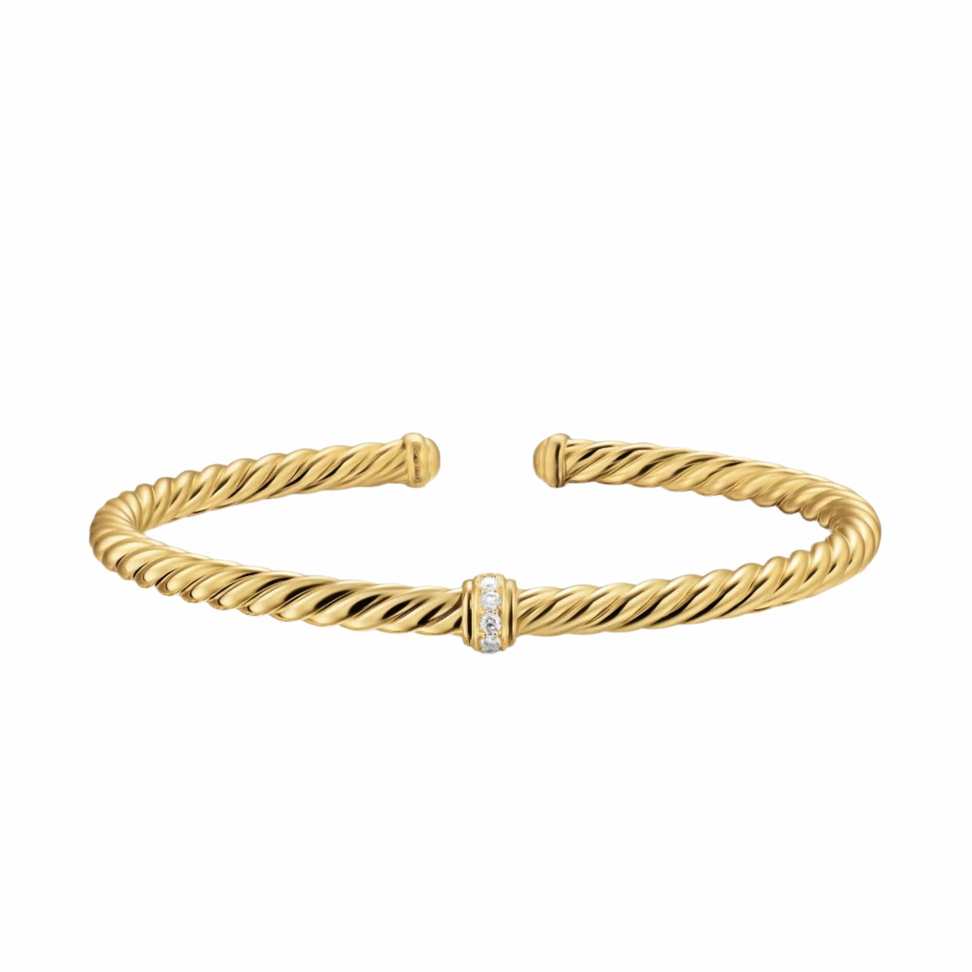 Cablespira® Flex Station Bracelet 18K Yellow Gold with Diamonds, 4mm - Image 4