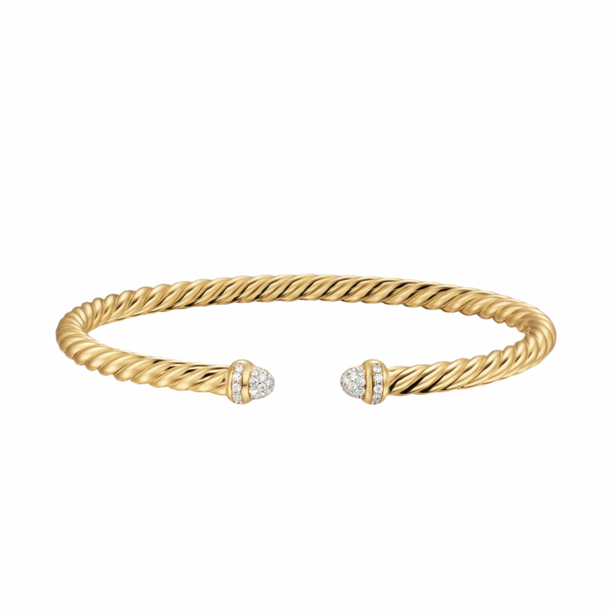 Cablespira® Flex Bracelet 18K Yellow Gold with Pavé Diamond Domes, 4mm - Image 4
