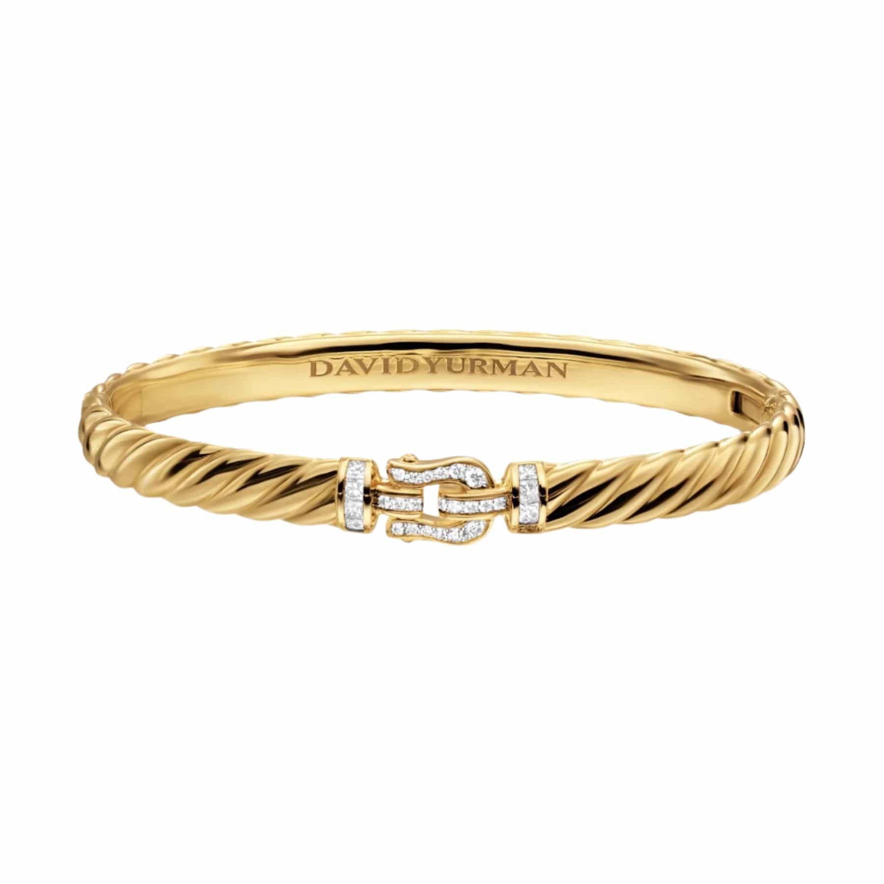 Sculpted Cable Buckle Bracelet 18K Yellow Gold with Diamonds, 6.2mm - Image 3