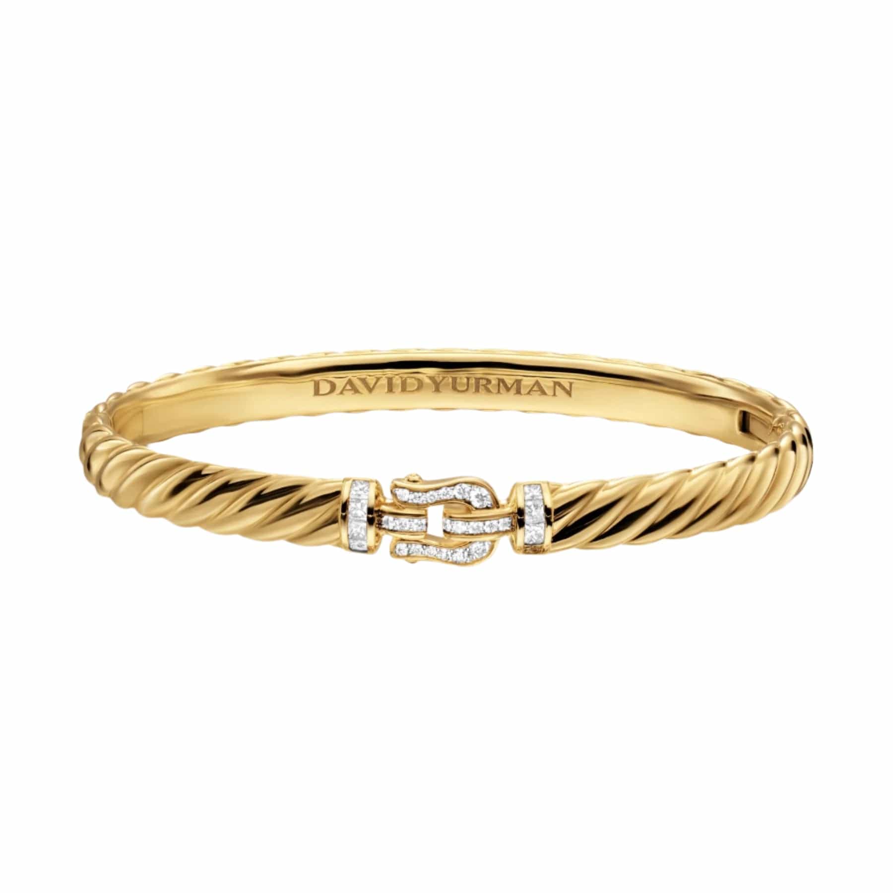 Sculpted Cable Buckle Bracelet 18K Yellow Gold with Diamonds, 6.2mm - Image 3