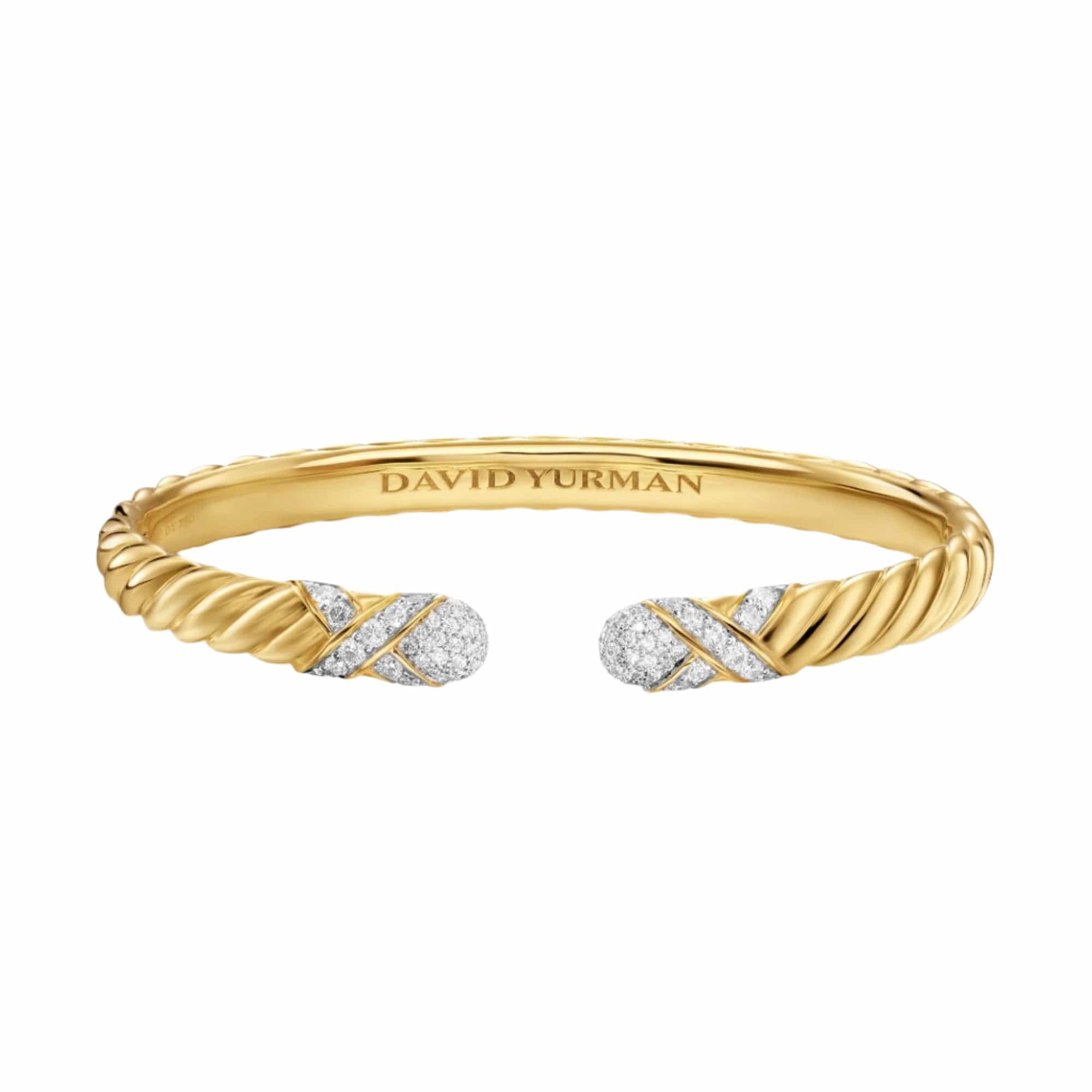 Sculpted Cable X Cuff Bracelet 18K Yellow Gold with Diamonds, 6.2mm - Image 4