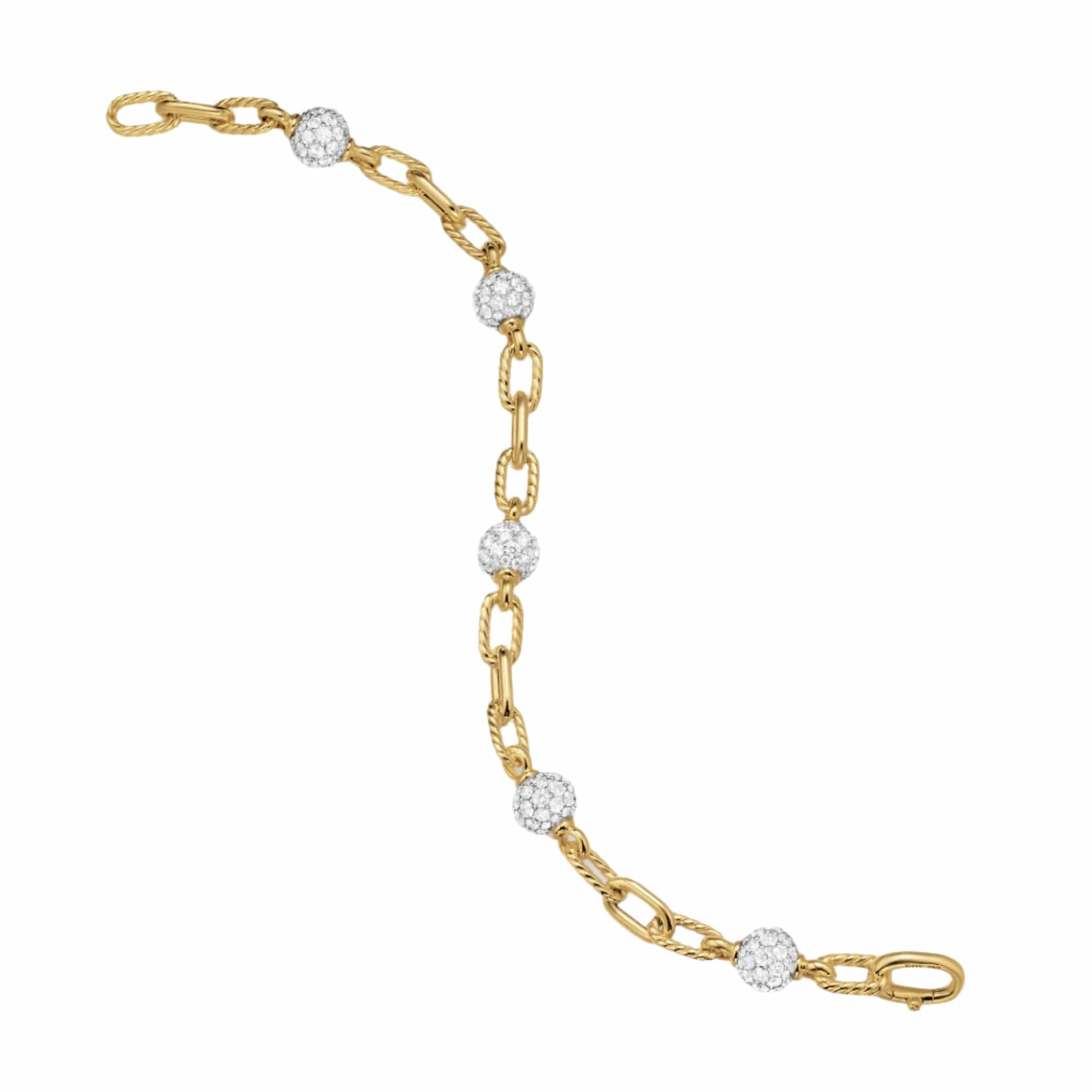 DY Madison® Pavé Bead Chain Bracelet 18K Yellow Gold with Diamonds, 6mm - Image 4