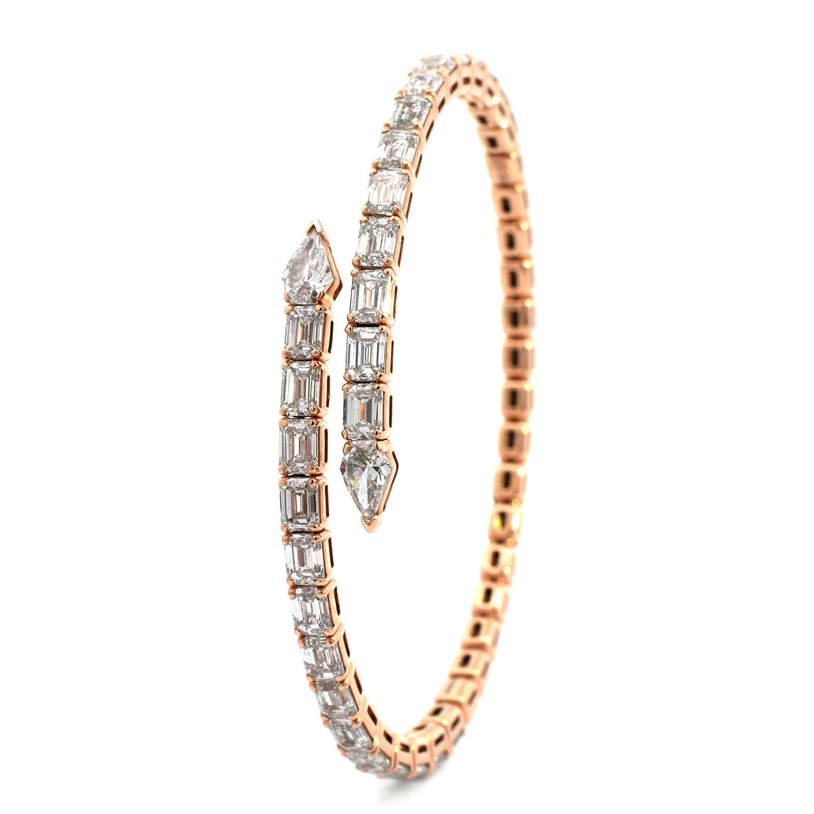 Etho Maria 18K Rose Gold Diamond Bypass Flexible Bracelet - Image 2