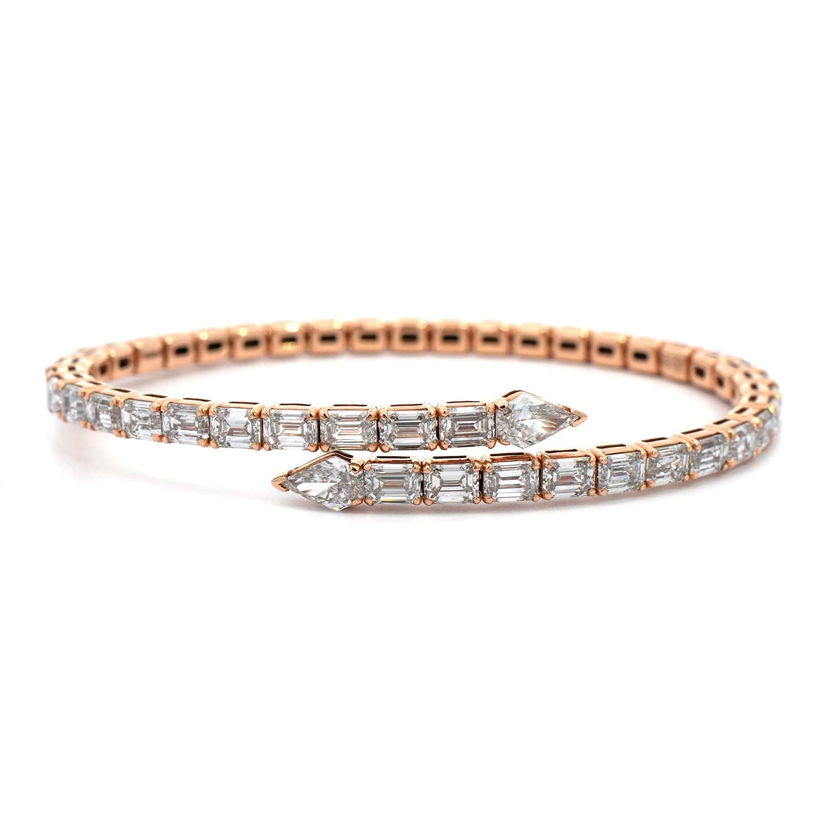 Etho Maria 18K Rose Gold Diamond Bypass Flexible Bracelet - Image 4