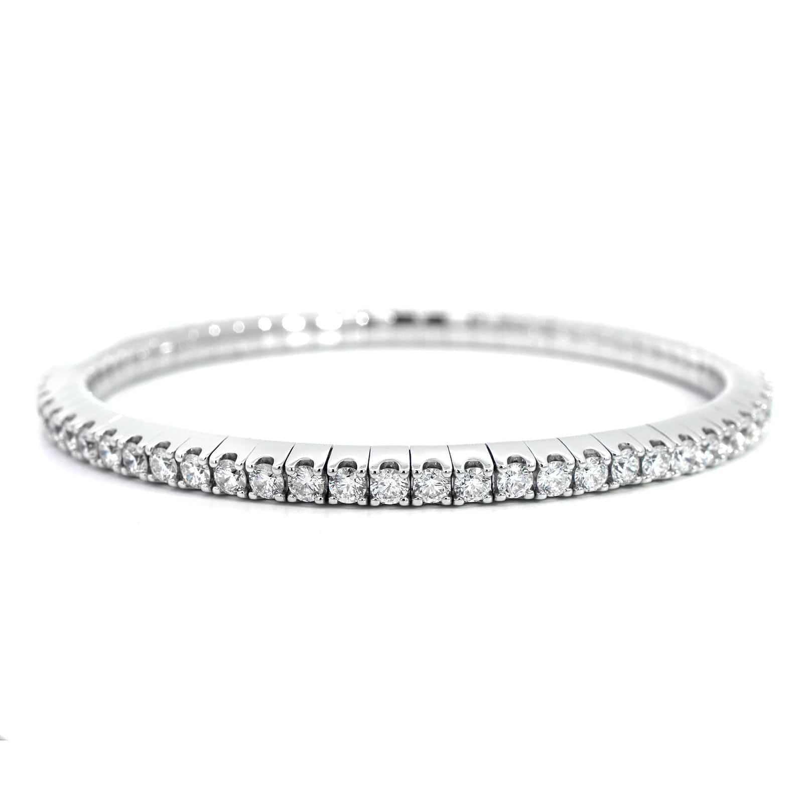 14K White Gold Stretch Diamond Bracelet - Image 4