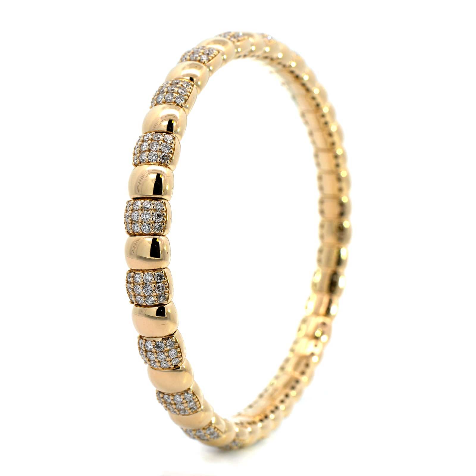 14K Yellow Gold Pave Diamond Stretch Bracelet - Image 2