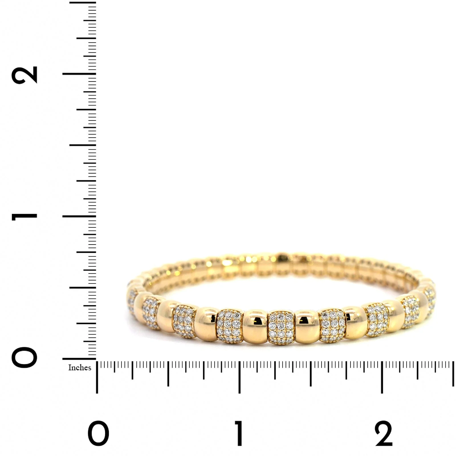 14K Yellow Gold Pave Diamond Stretch Bracelet - Image 3