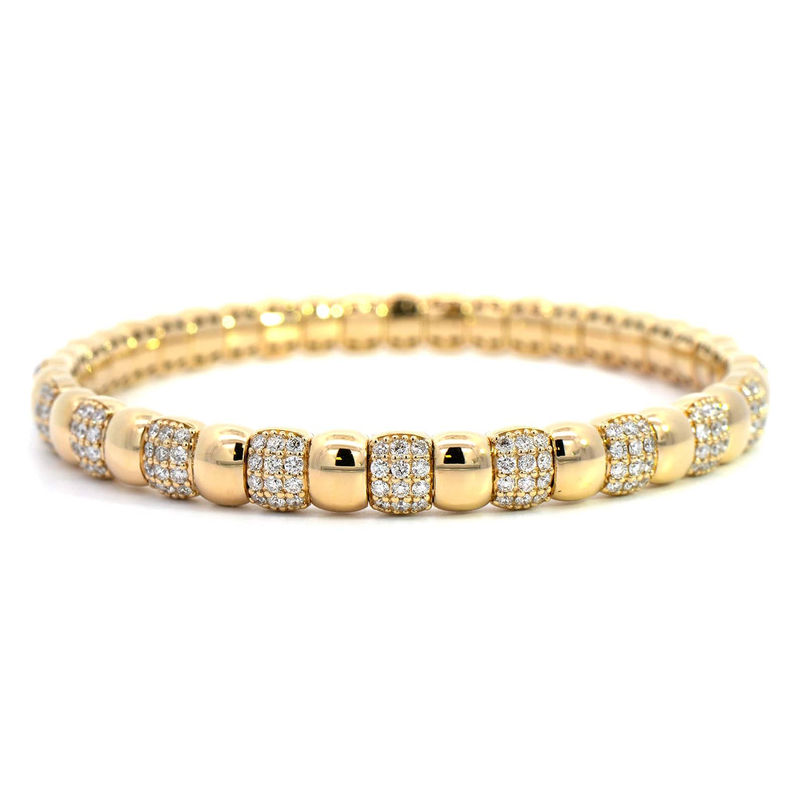 14K Yellow Gold Pave Diamond Stretch Bracelet - Image 4