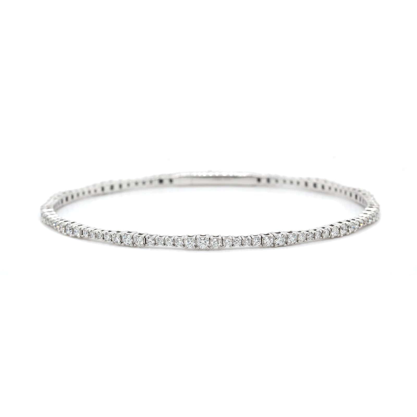 14K White Gold Flexible Diamond Bracelet - Image 4