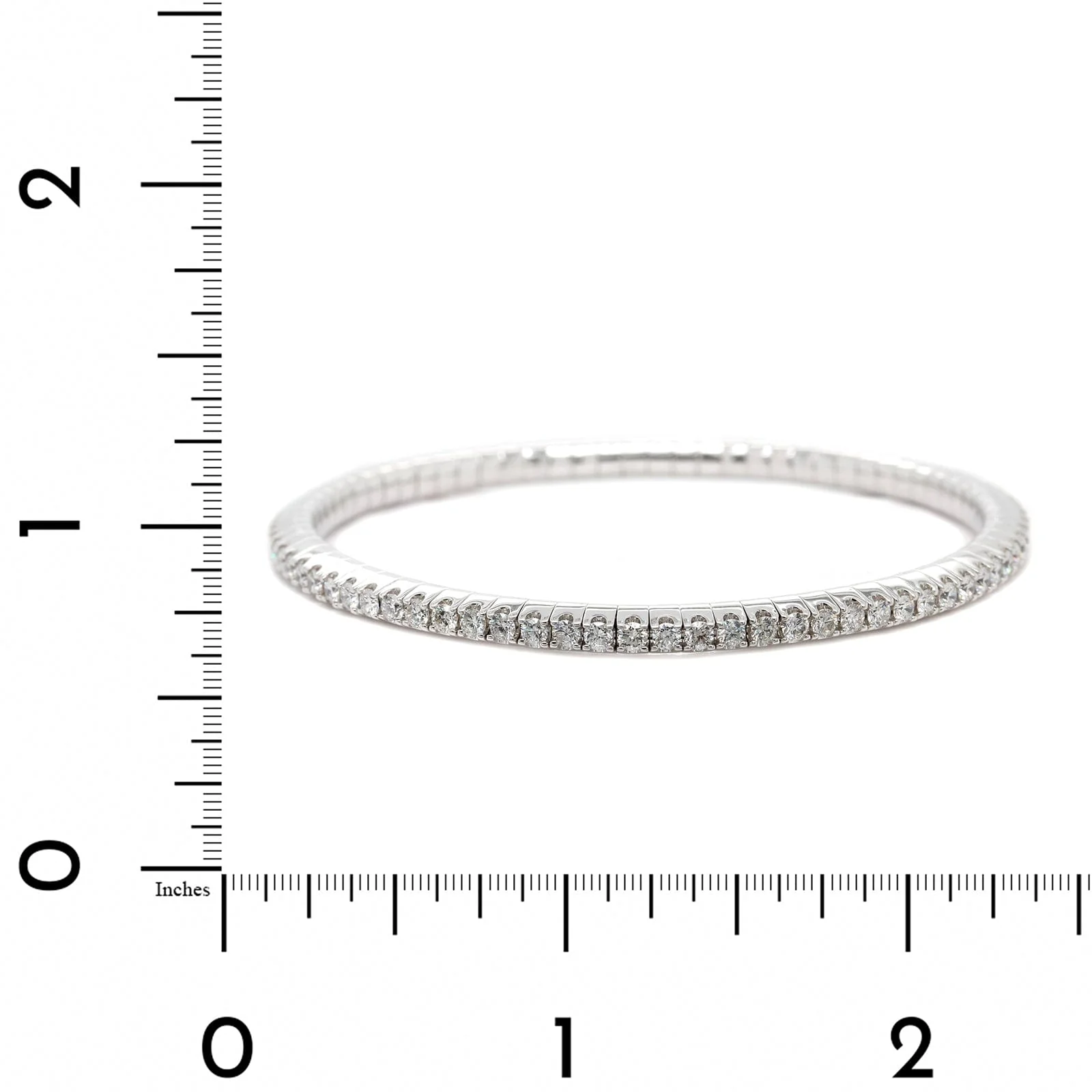 14K White Gold Prong Set Diamond Stretch Bracelet - Image 3