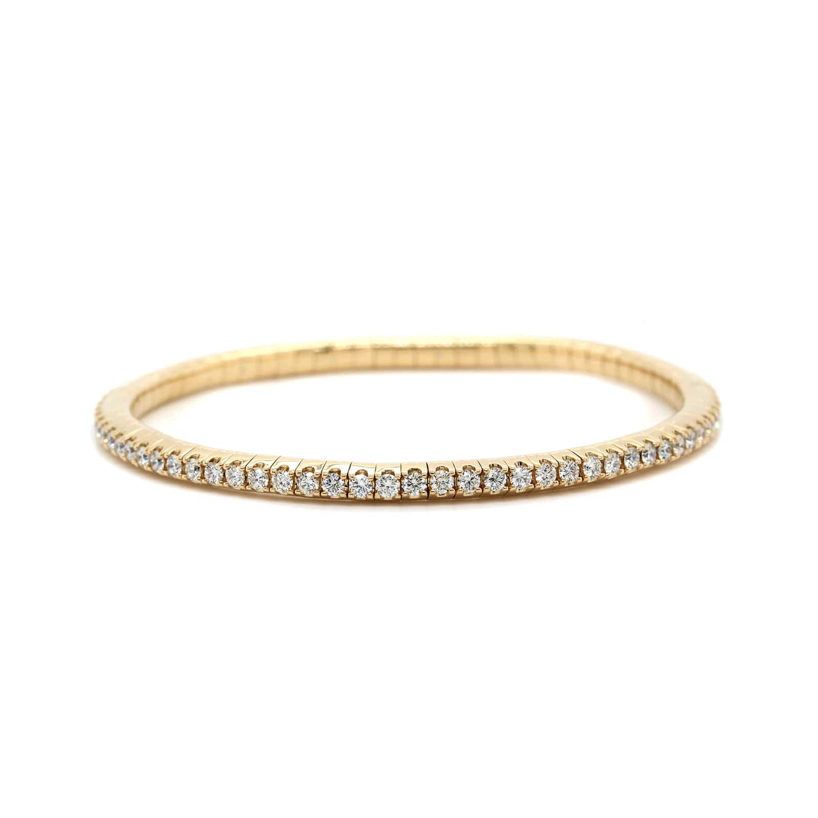 14K Yellow Gold Prong Set Diamond Stretch Bracelet
