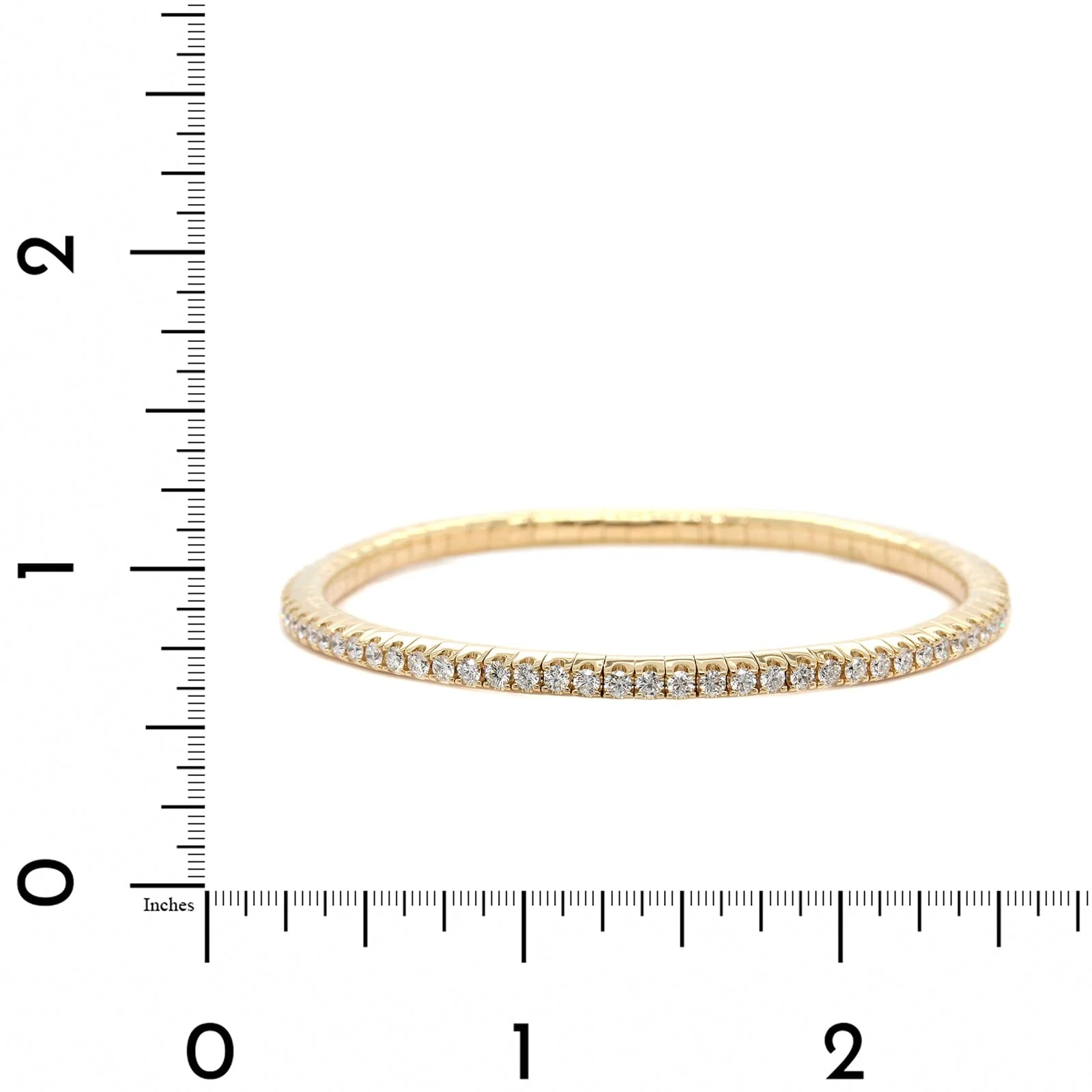 14K Yellow Gold Prong Set Diamond Stretch Bracelet - Image 3