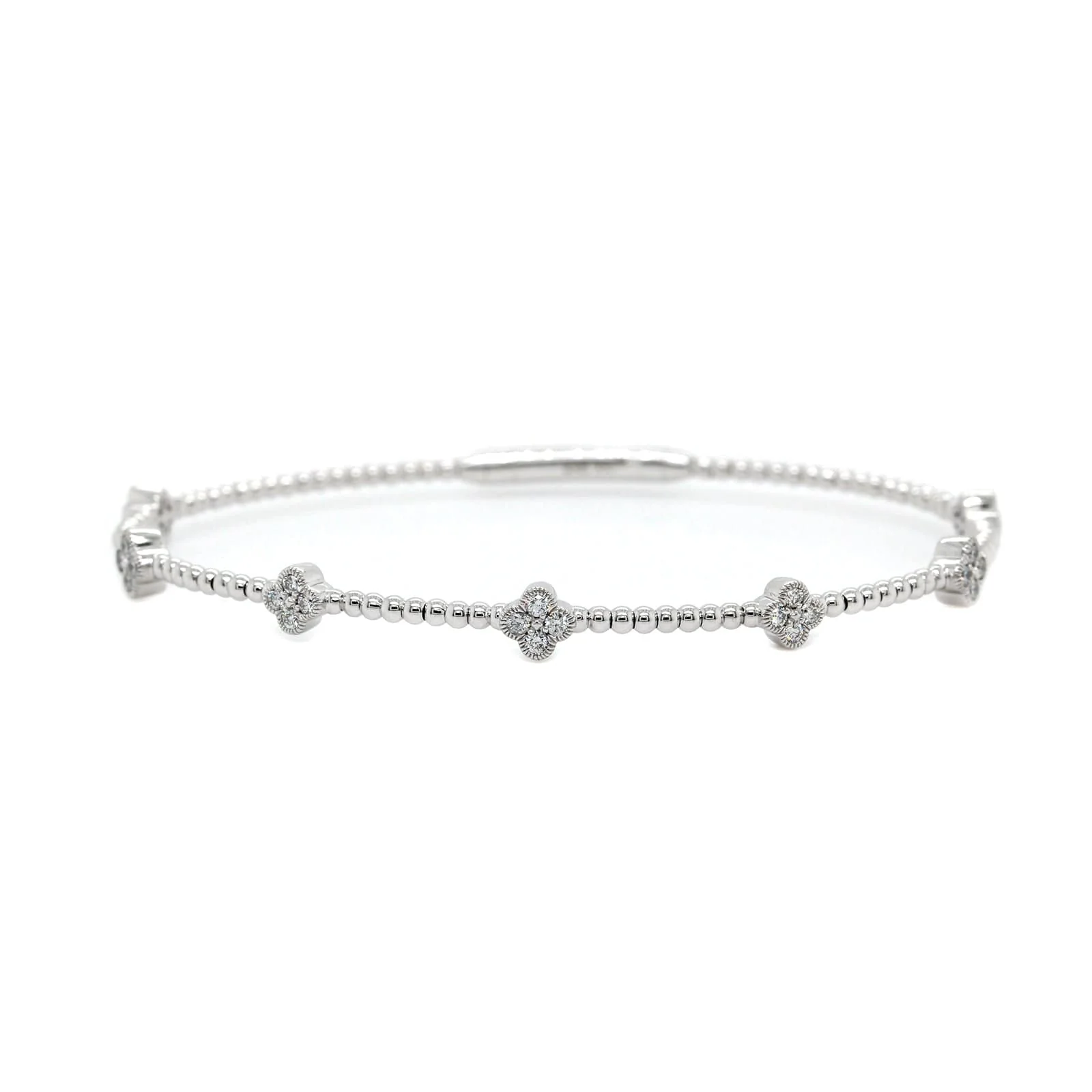 14K White Gold Flexible Diamond Station Bracelet