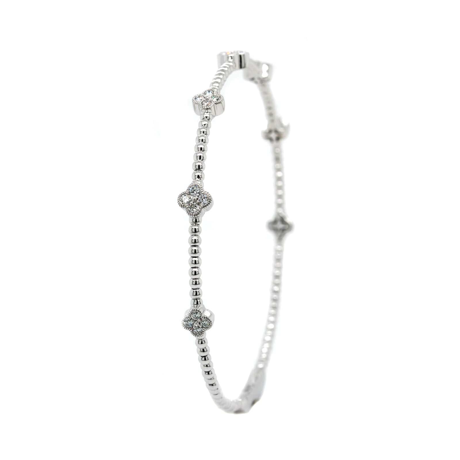 14K White Gold Flexible Diamond Station Bracelet - Image 2