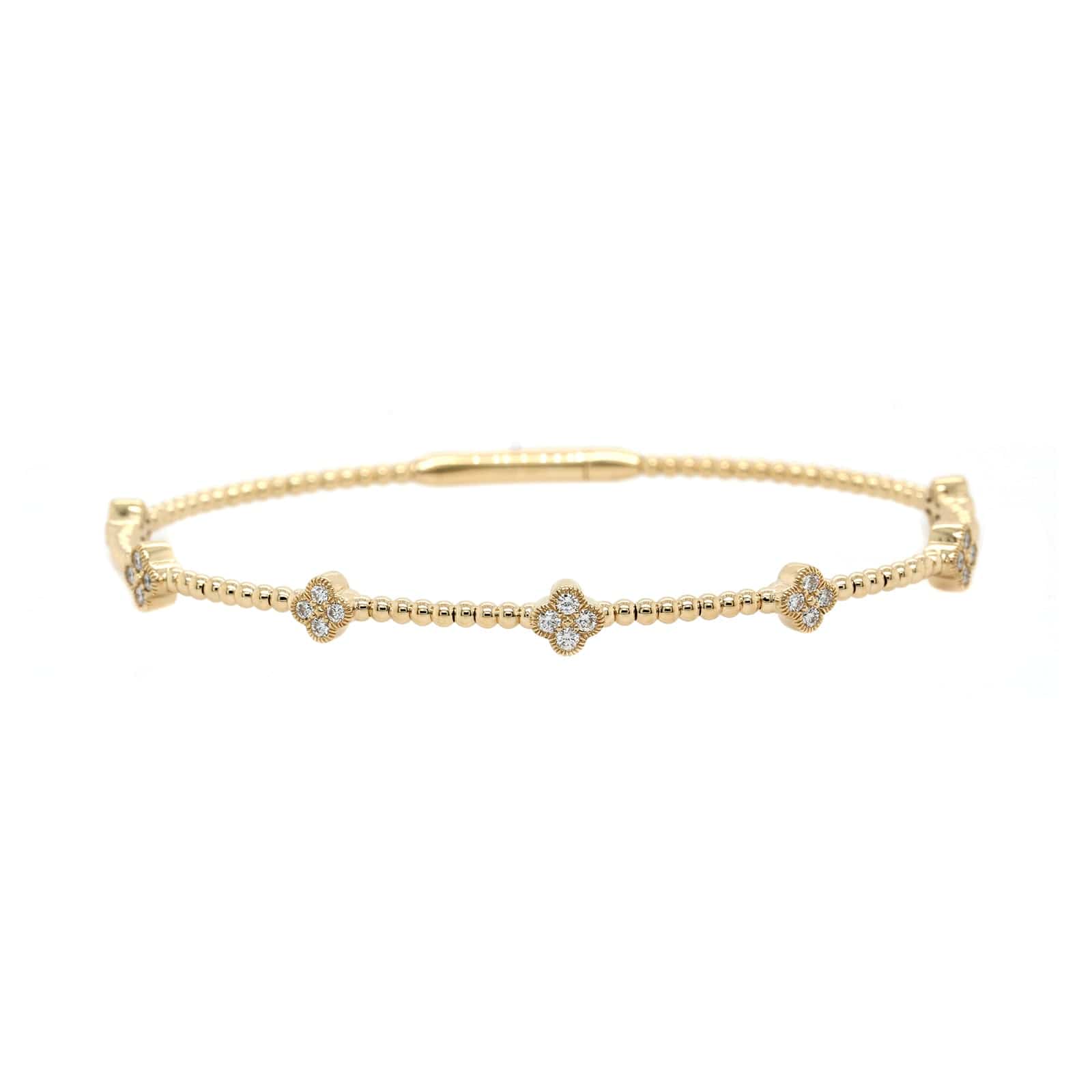 14K Yellow Gold Flexible Diamond Station Bracelet - Image 4