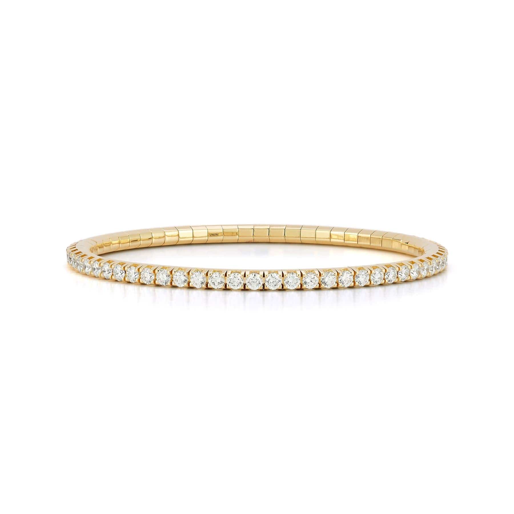18K Yellow Gold Round Diamond Stretch Tennis Bracelet