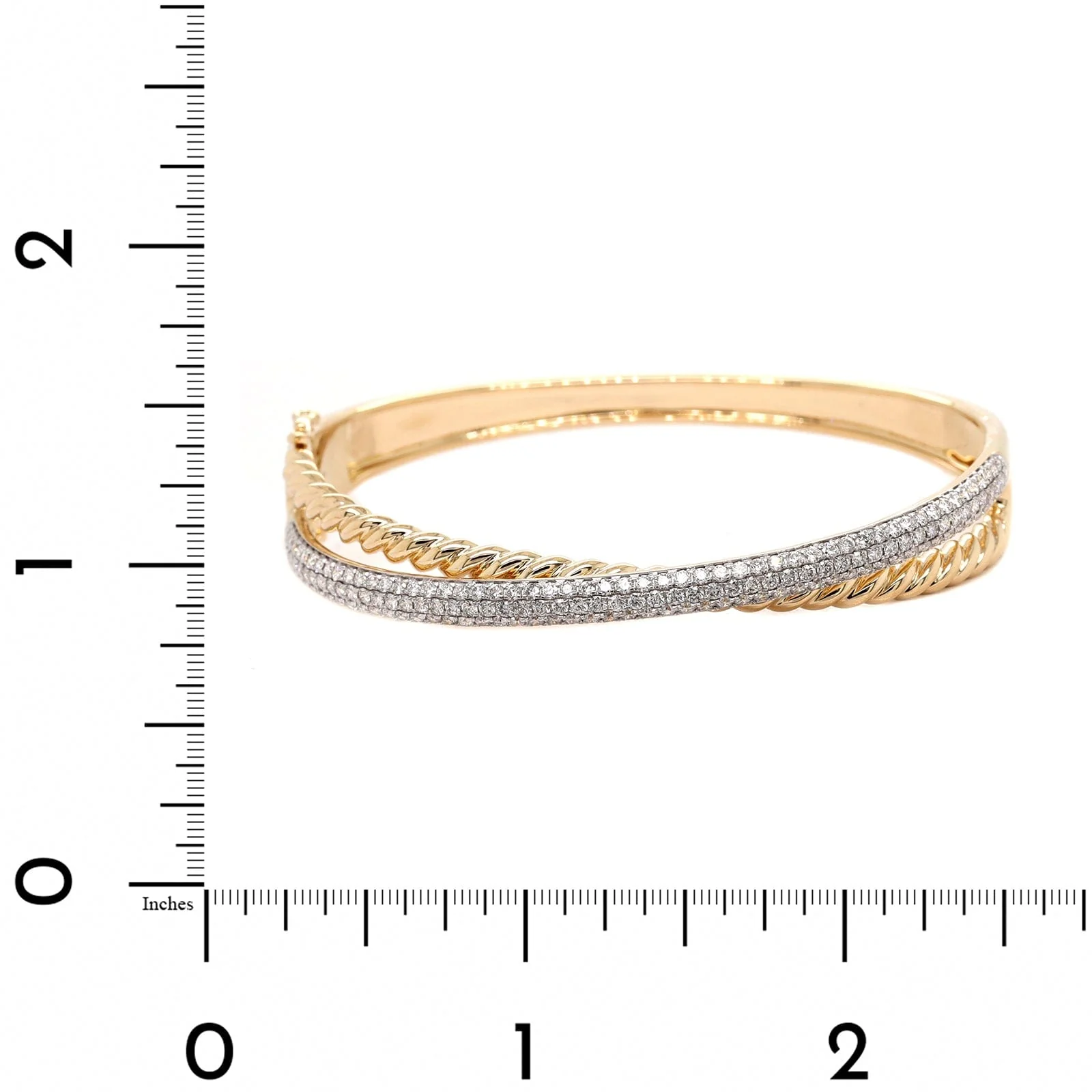 14K Yellow Gold High Polished and Pave Diamond Station Bracelet - Image 3
