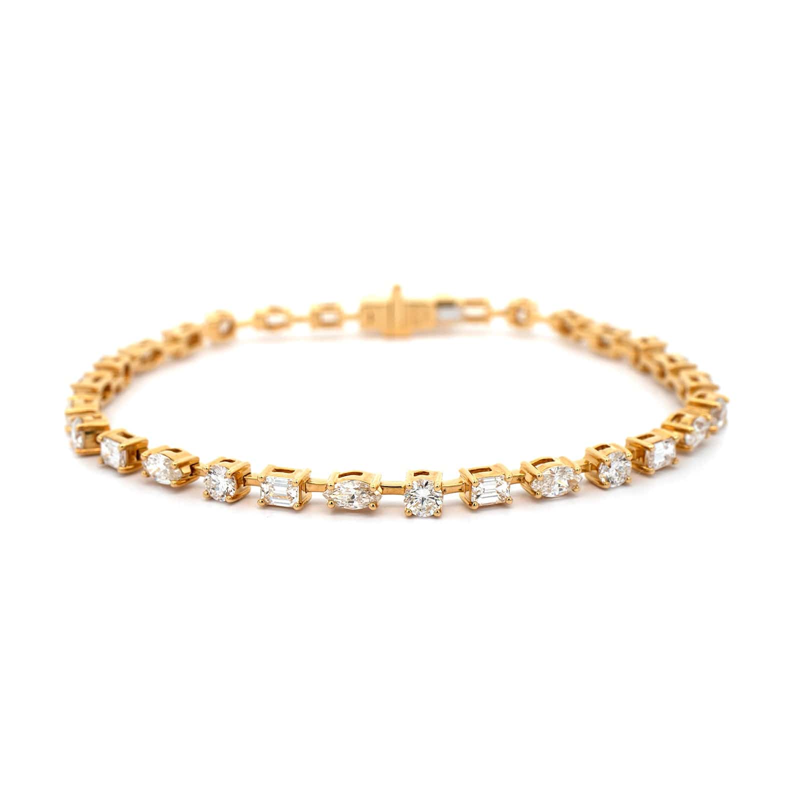 18K Yellow Gold Multi-Shape Diamond Tennis Bracelet