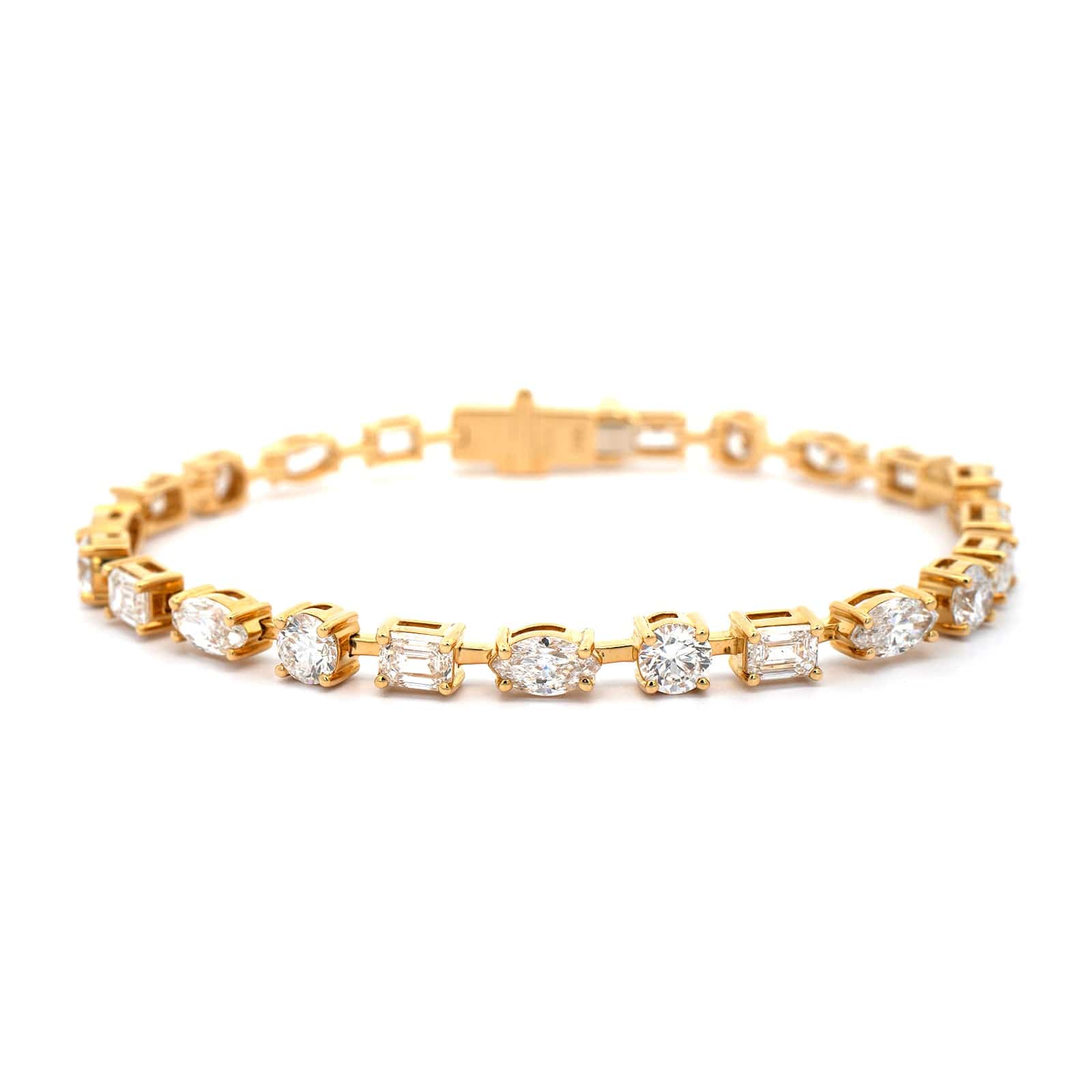 18K Yellow Gold Multi-Shape Diamond Tennis Bracelet