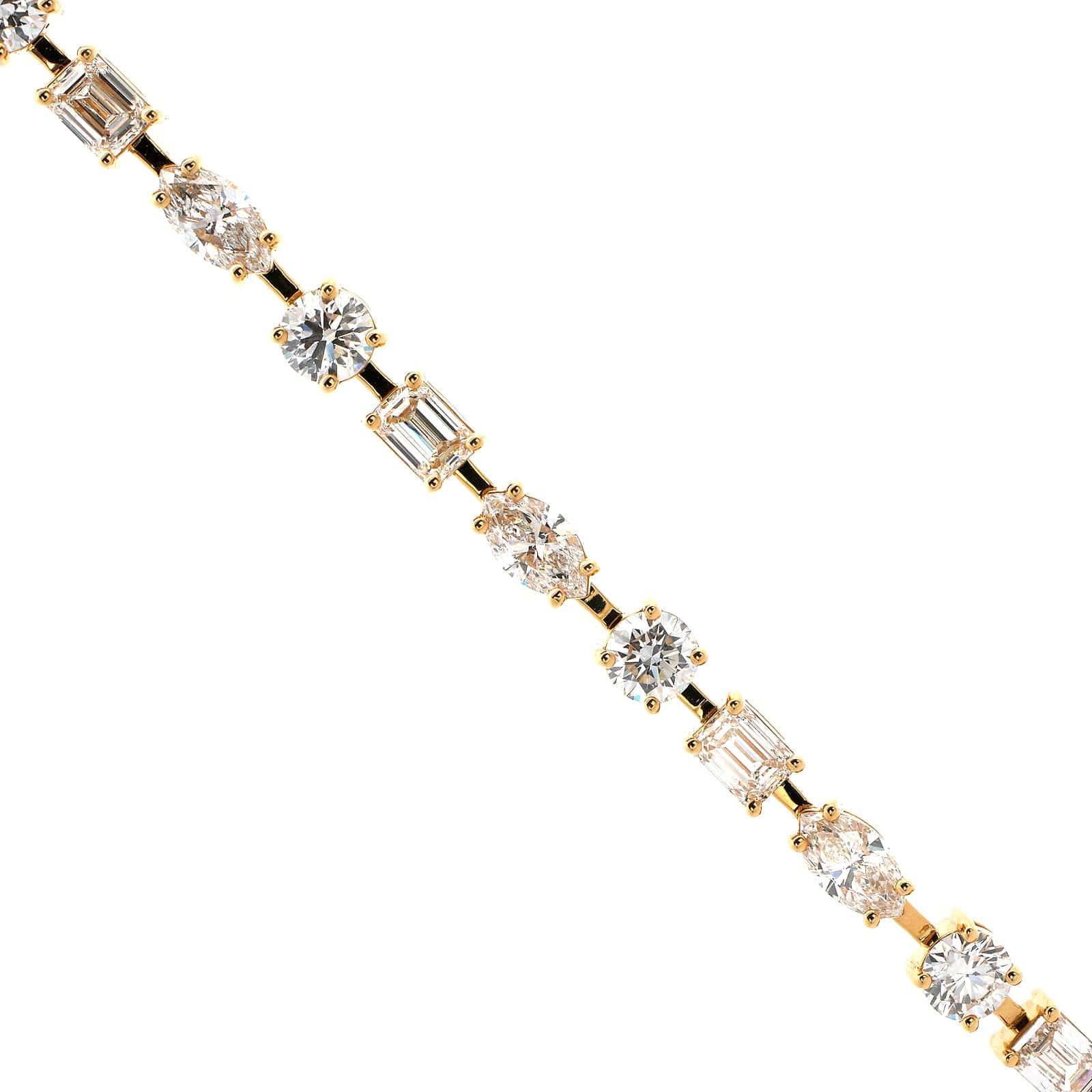 18K Yellow Gold Multi-Shape Diamond Tennis Bracelet - Image 2