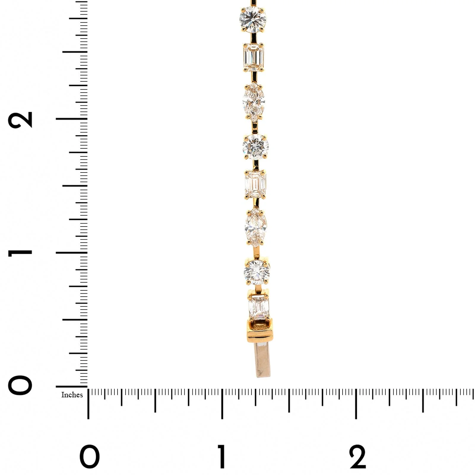 18K Yellow Gold Multi-Shape Diamond Tennis Bracelet - Image 3