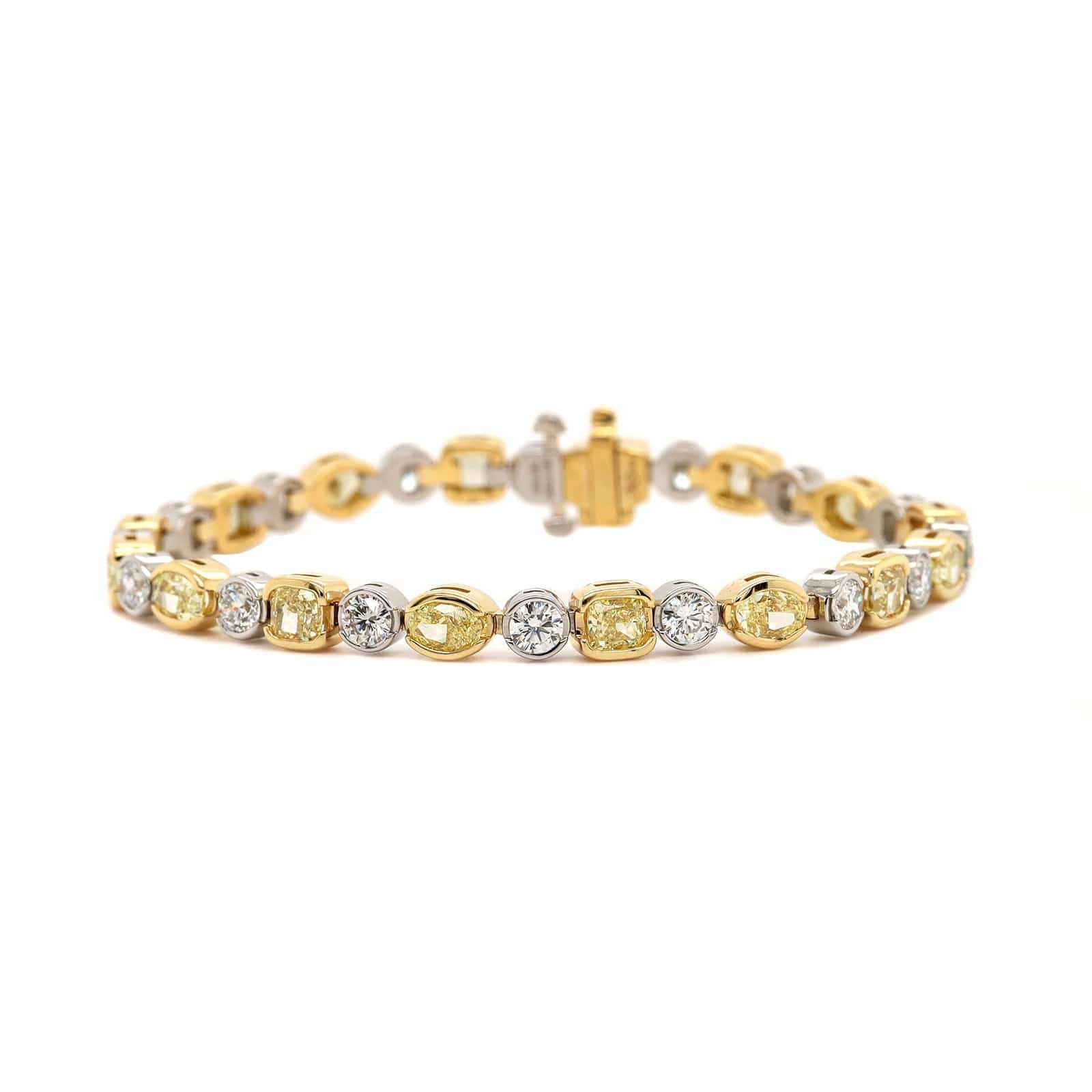 18K Yellow Gold and Platinum Fancy Yellow Diamond Bracelet - Image 4