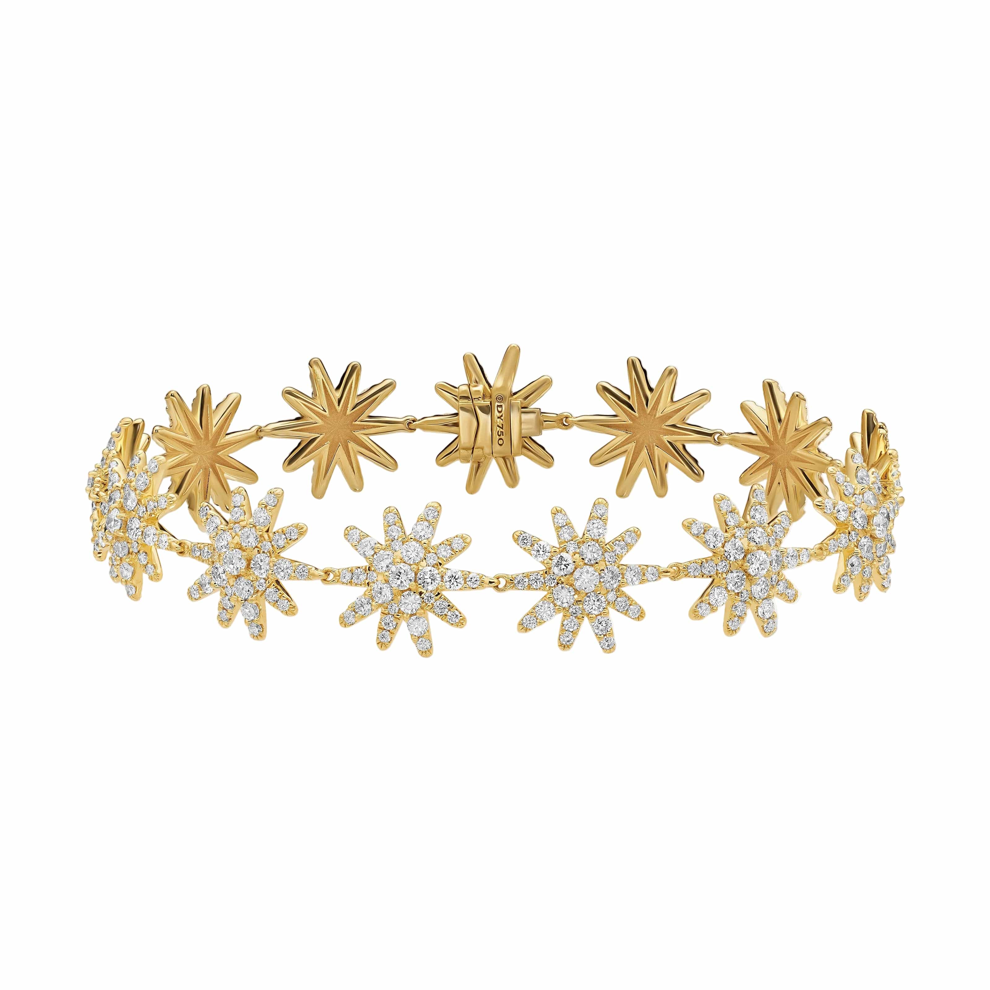 Starburst Pavé Tennis Bracelet 18K Yellow Gold with Diamonds, 12.3mm