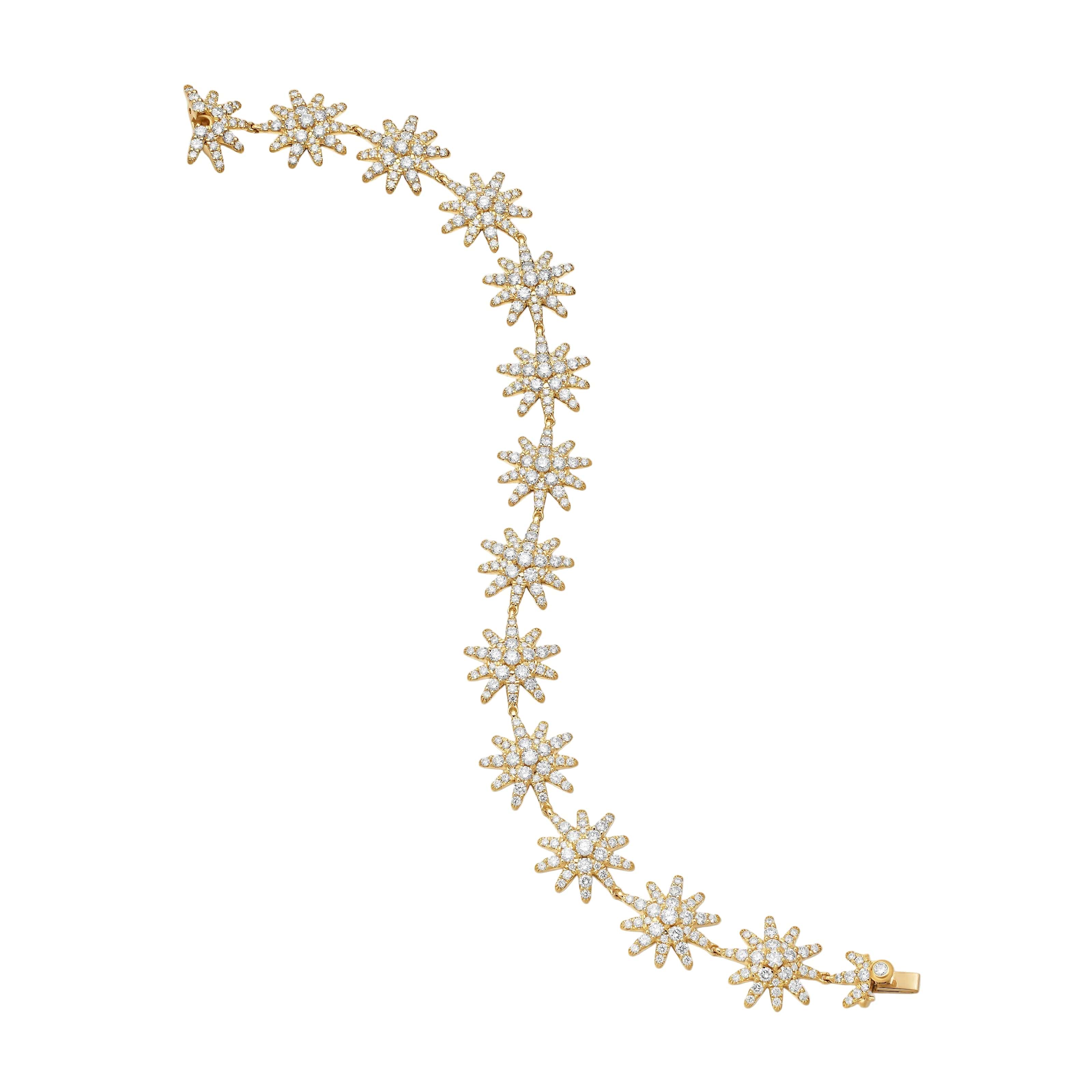 Starburst Pavé Tennis Bracelet 18K Yellow Gold with Diamonds, 12.3mm - Image 3