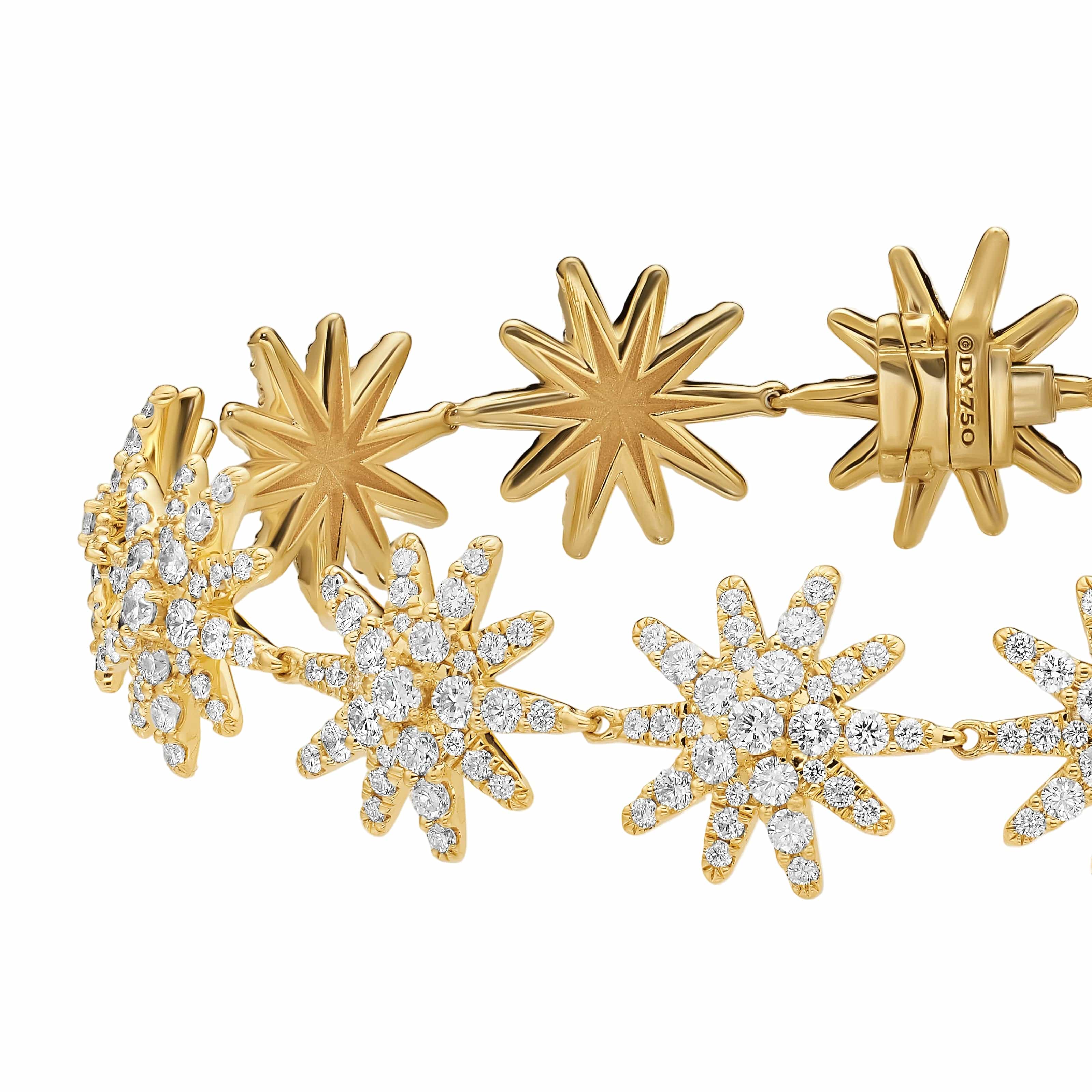 Starburst Pavé Tennis Bracelet 18K Yellow Gold with Diamonds, 12.3mm - Image 4