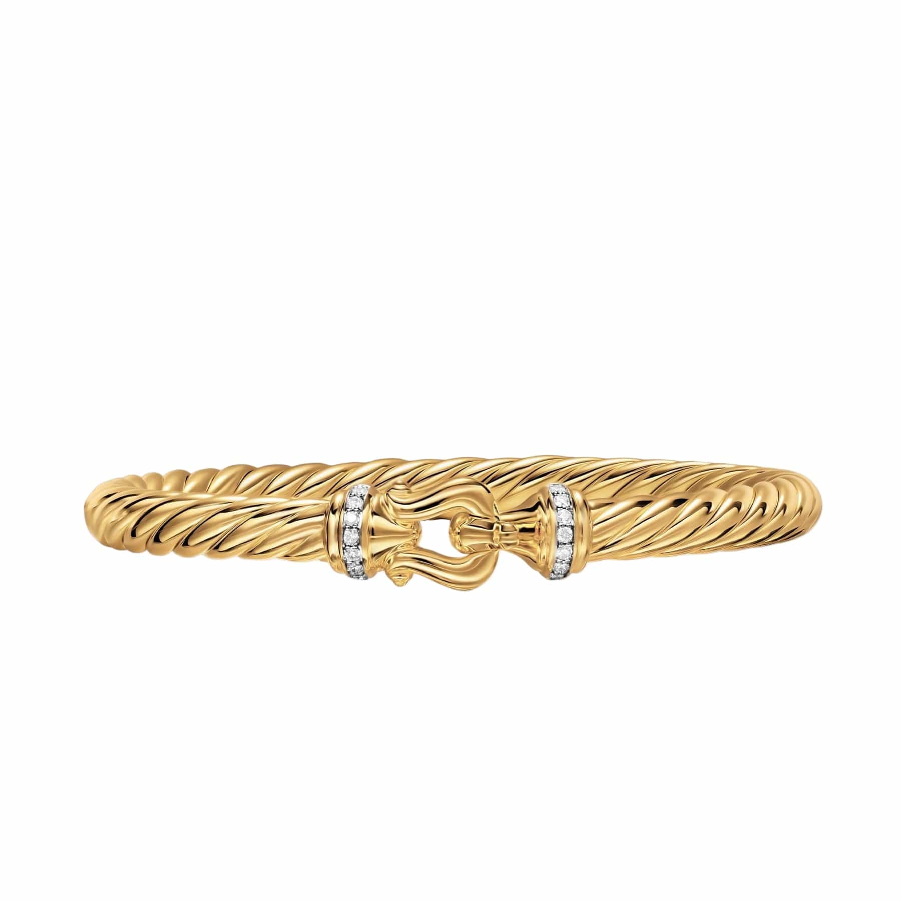 Cablespira® Buckle Bracelet 18K Yellow Gold with Diamonds, 6mm