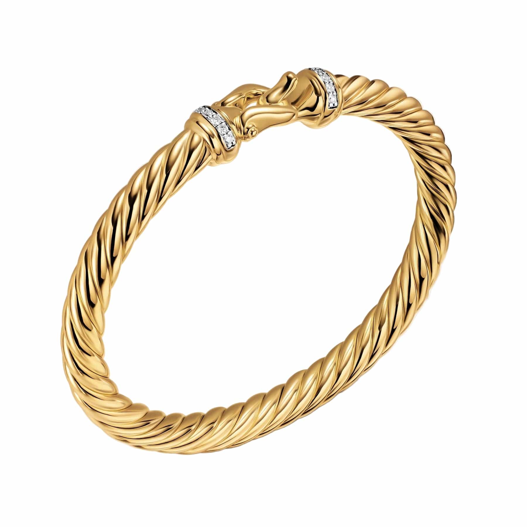 Cablespira® Buckle Bracelet 18K Yellow Gold with Diamonds, 6mm - Image 2