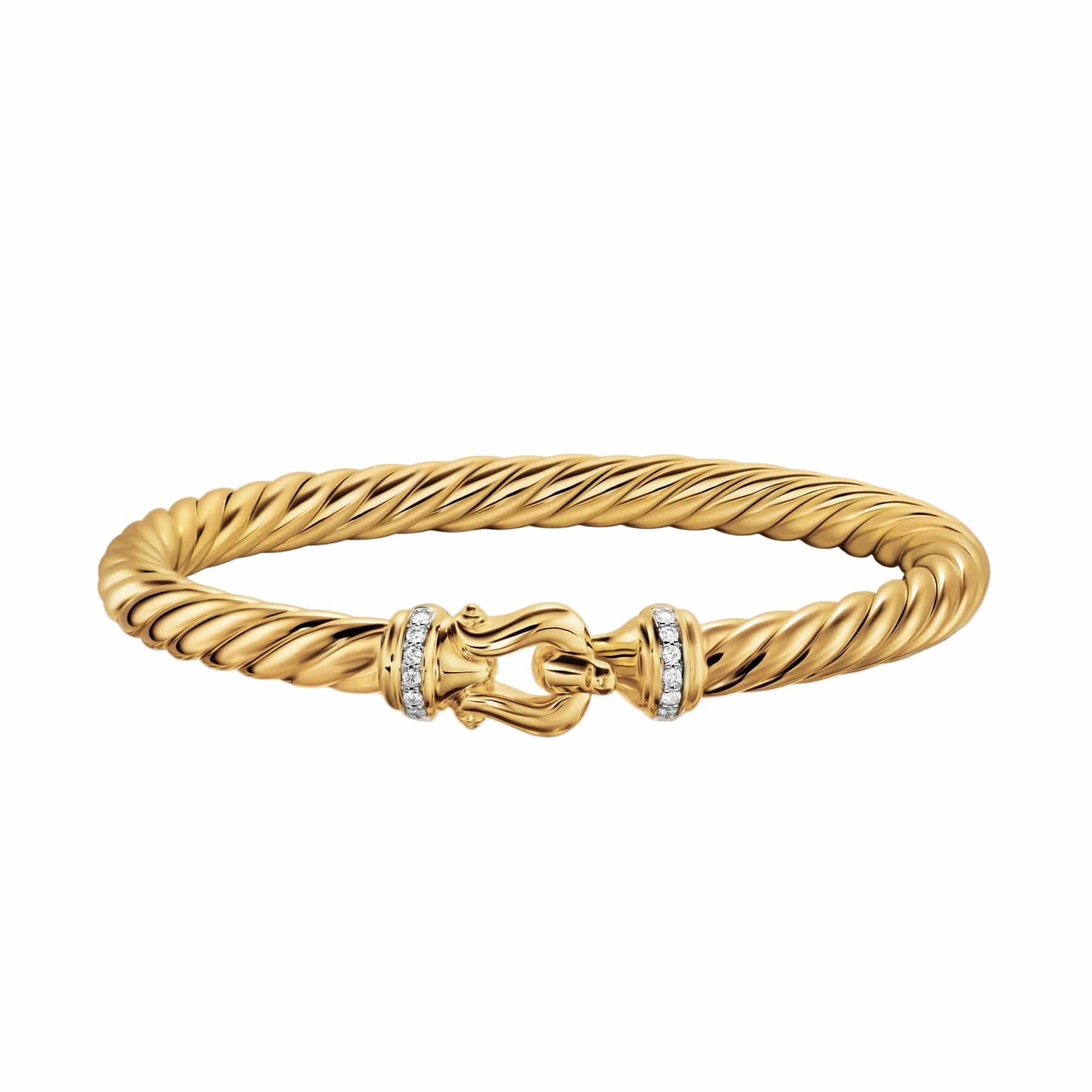 Cablespira® Buckle Bracelet 18K Yellow Gold with Diamonds, 6mm - Image 4