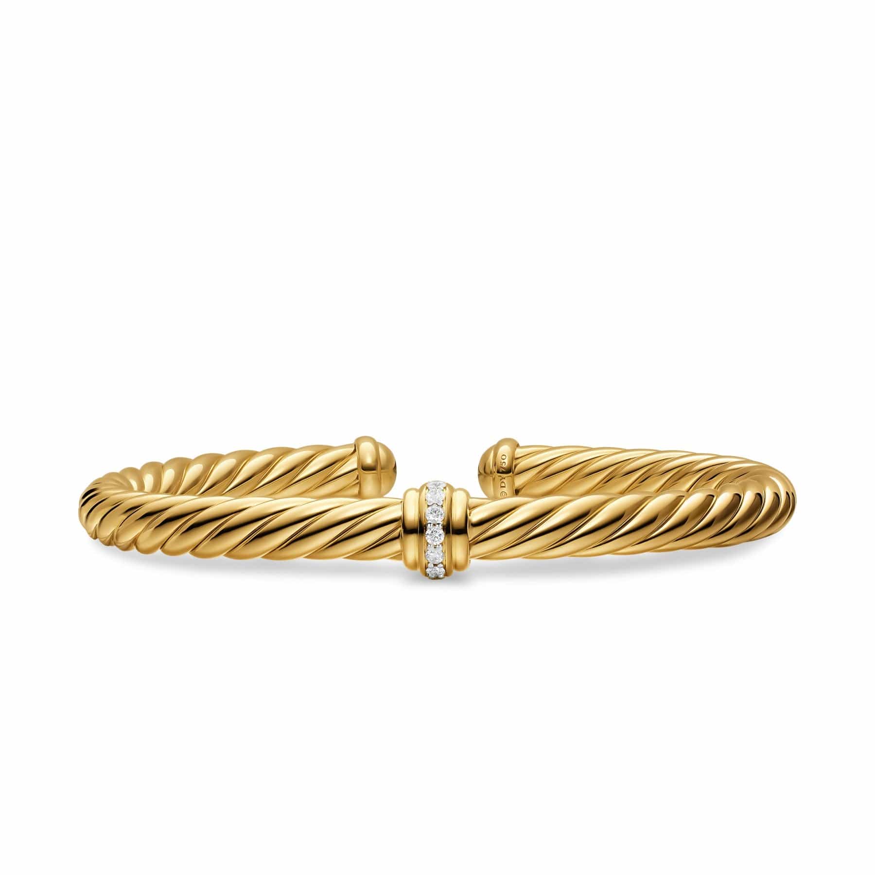 Cablespira® Flex Center Station Bracelet in 18K Yellow Gold with Diamonds, 6mm