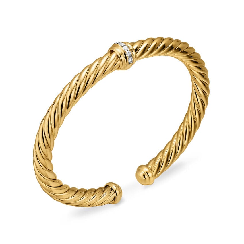 Cablespira® Flex Center Station Bracelet in 18K Yellow Gold with Diamonds, 6mm - Image 2