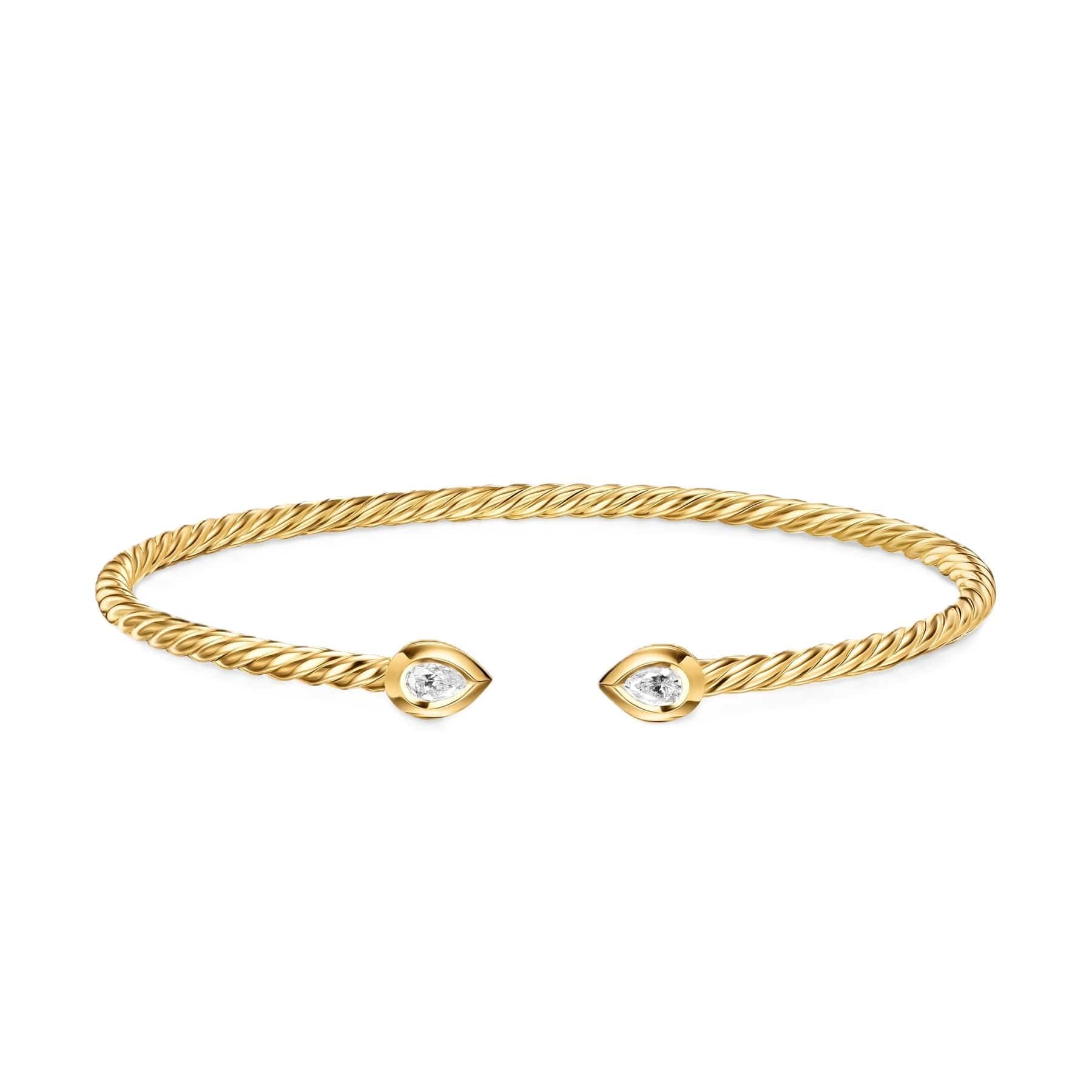 Petite Modern Renaissance® Pear Cablespira® Bracelet 18K Yellow Gold with Diamonds, 2.6mm - Image 3