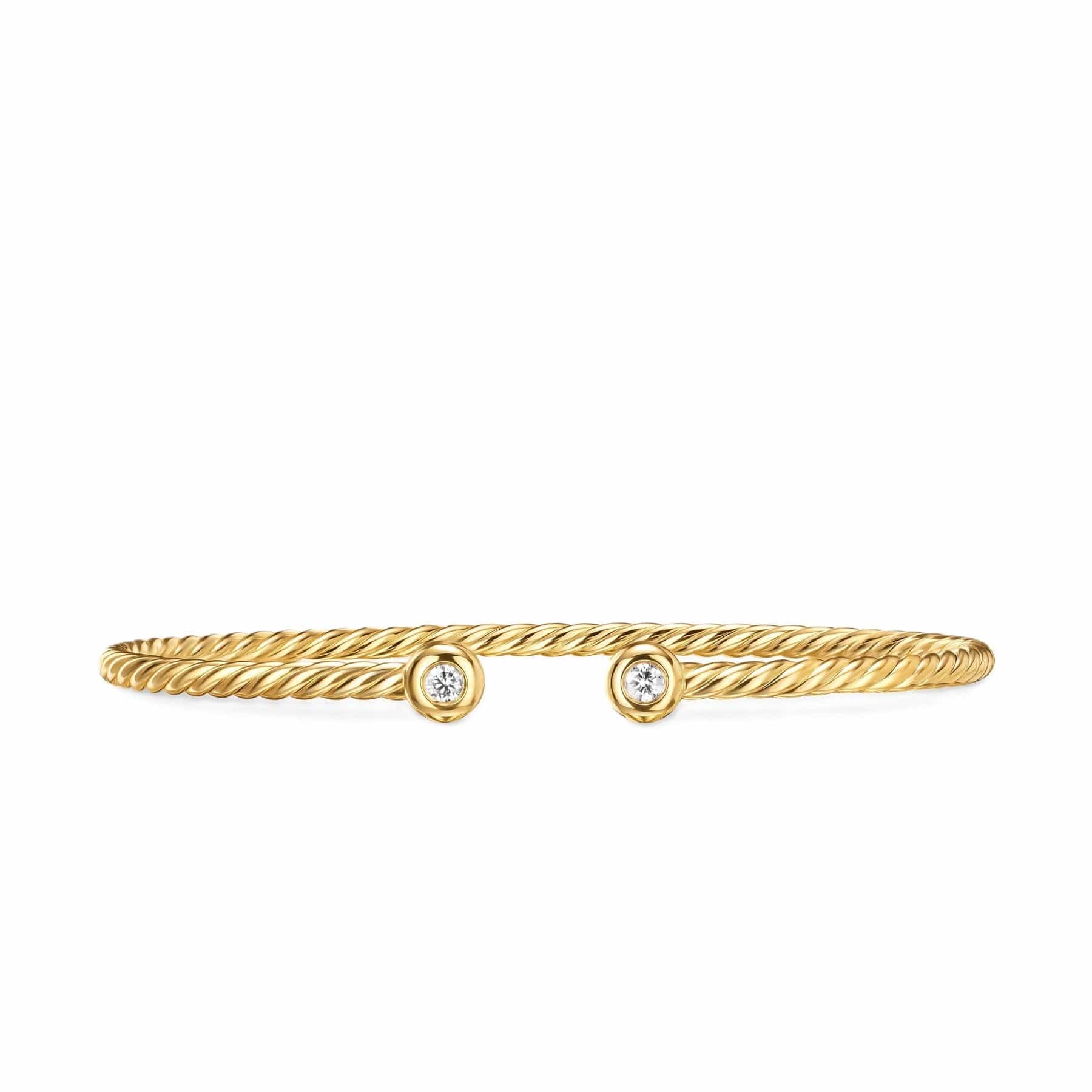 Petite Modern Renaissance® Cablespira® Bracelet 18K Yellow Gold with Diamonds, 2.6mm